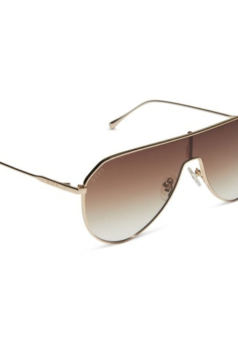 Dash Shield Gold + Brown Gradient Sunglasses-340 Other Accessories-DIFF EYEWEAR / DIME OPTICS-Heathered Boho Boutique, Women's Fashion and Accessories in Palmetto, FL