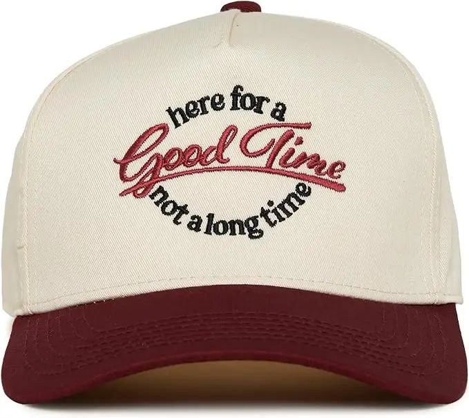 Here For A Good Time Not A Long Time Cap-330 Headwear-Funky Junque-Heathered Boho Boutique, Women's Fashion and Accessories in Palmetto, FL