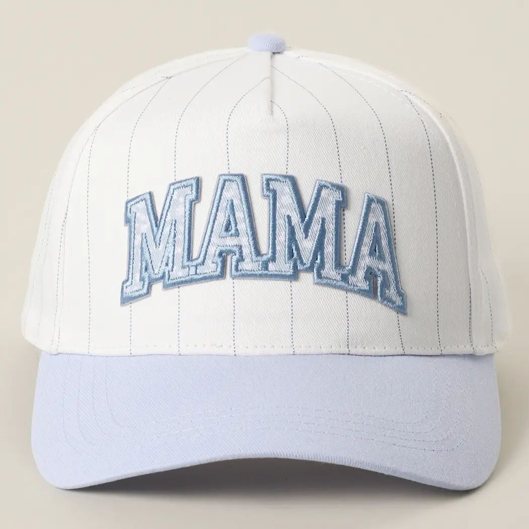 Mama Pinstriped Trucker Hat-330 Headwear-Fashion City-Heathered Boho Boutique, Women's Fashion and Accessories in Palmetto, FL