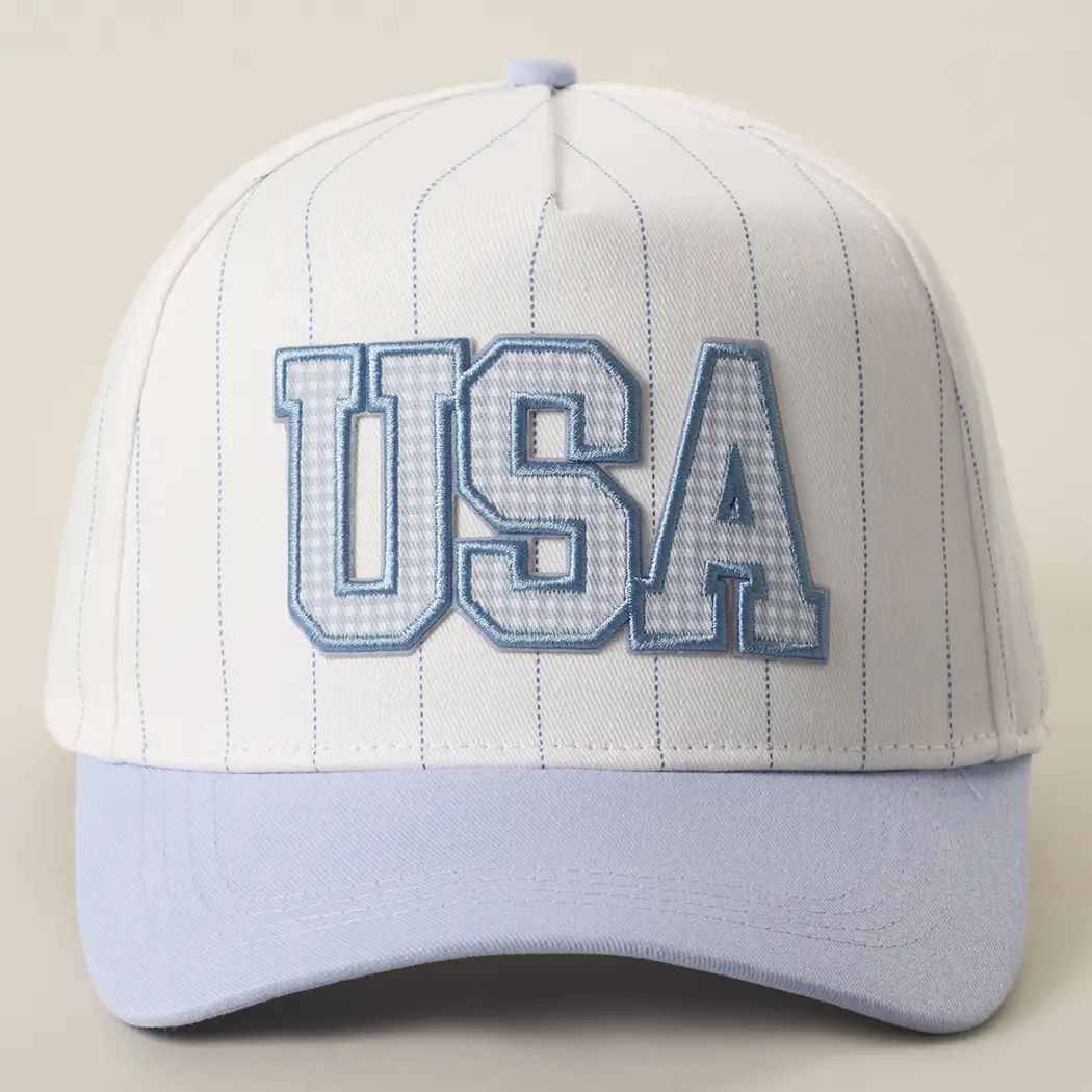 USA Pinstripe Trucker Hat-330 Headwear-Fashion City-Heathered Boho Boutique, Women's Fashion and Accessories in Palmetto, FL