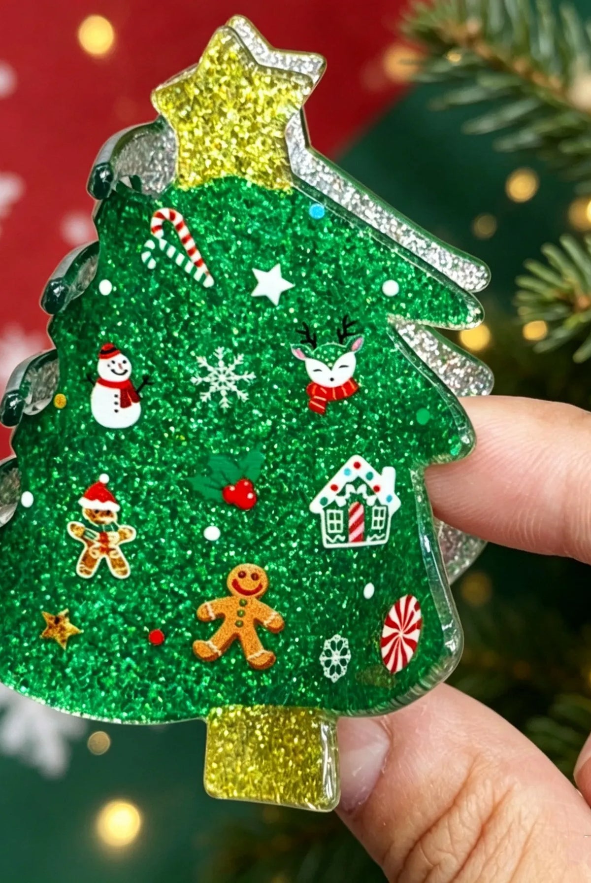 Glitter Green Christmas Tree Hair Claw Clip-330 Headwear-NIHAO JEWELRY-Heathered Boho Boutique, Women's Fashion and Accessories in Palmetto, FL