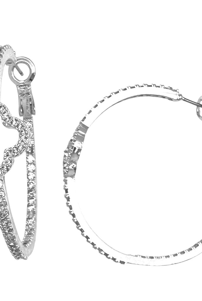 CZ Clover Cutout Hoop Earring-310 Jewelry-Millenx Accessories, LLC.-Heathered Boho Boutique, Women's Fashion and Accessories in Palmetto, FL