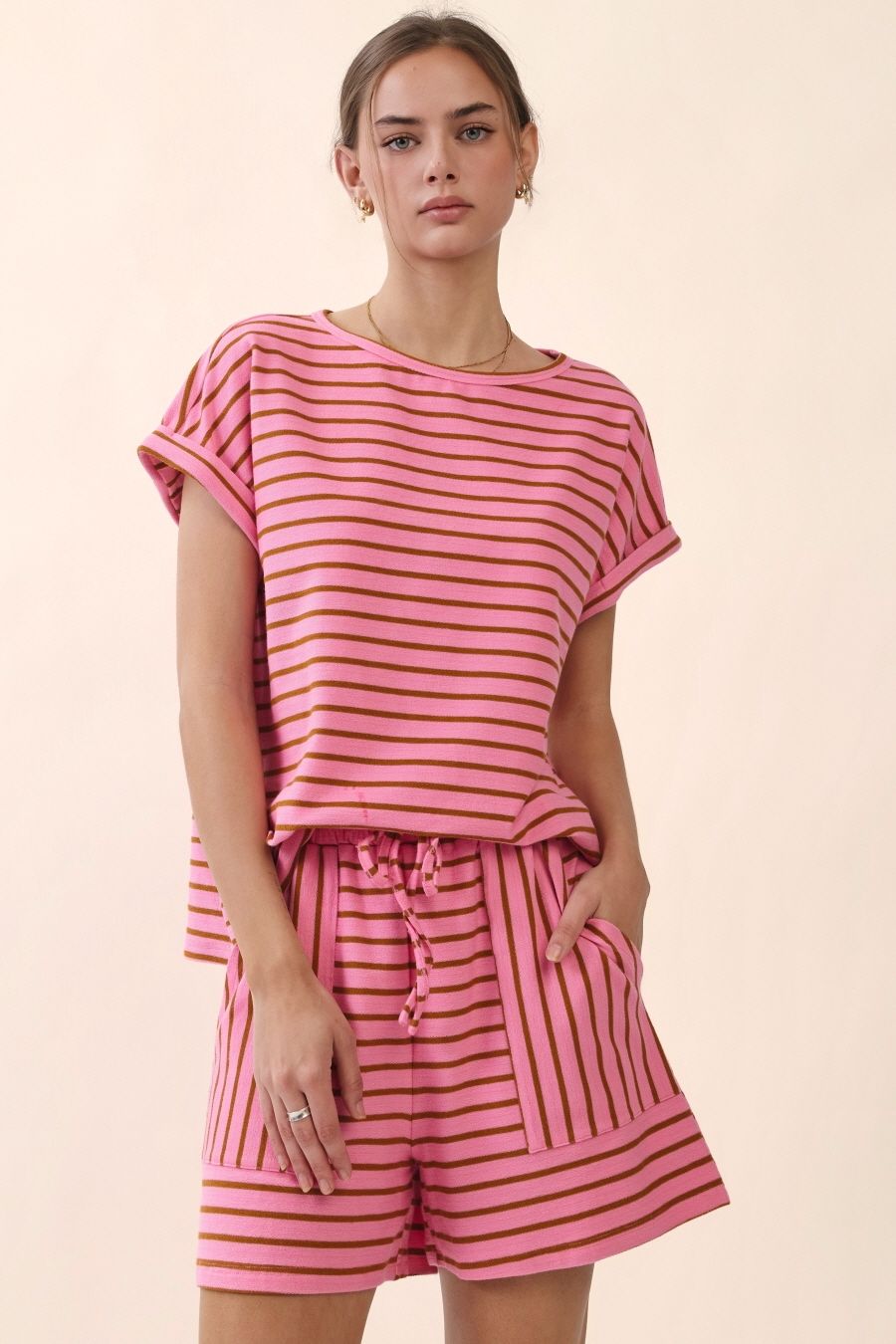 Sunday Stripes Set-240 ACTIVEWEAR/SETS-ODDI-Heathered Boho Boutique, Women's Fashion and Accessories in Palmetto, FL