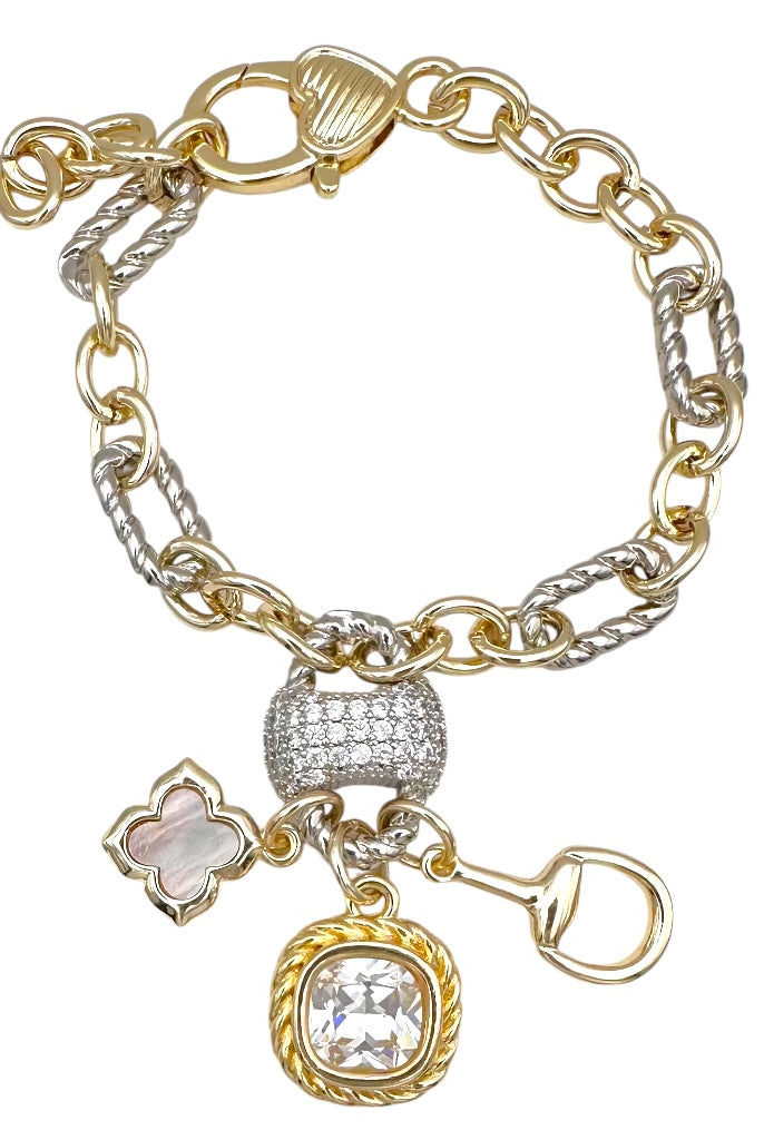 Two-Tone Cable Charm Bracelet-310 Jewelry-Millenx Accessories, LLC.-Heathered Boho Boutique, Women's Fashion and Accessories in Palmetto, FL