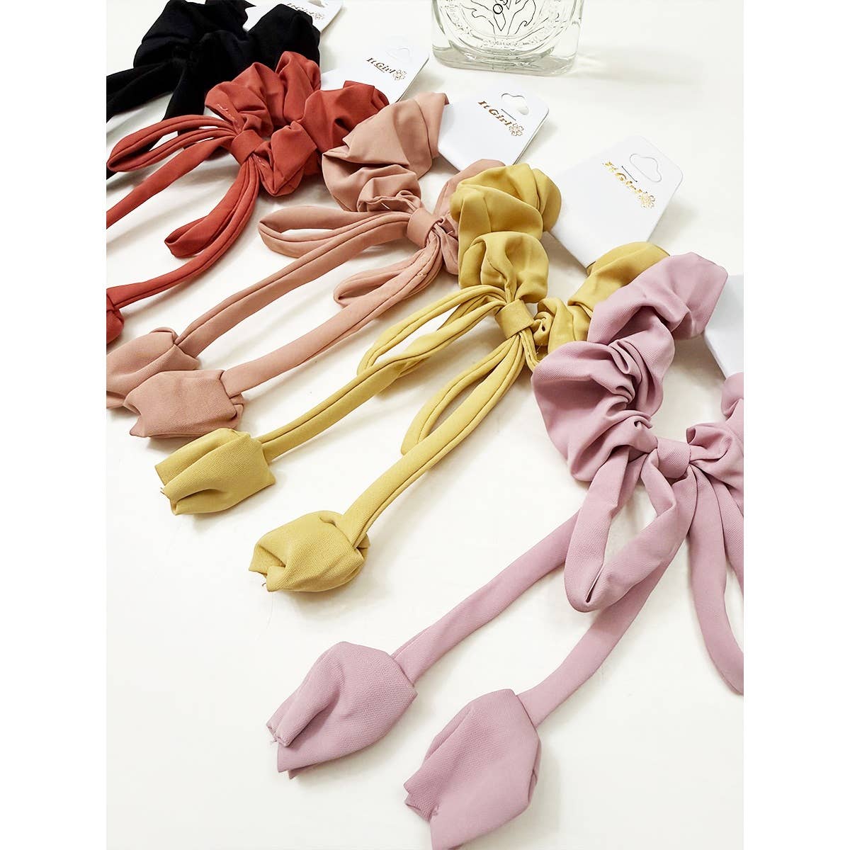 Soft Textured Flower Detailed Scrunchie Set-340 Other Accessories-Love and Repeat-Heathered Boho Boutique, Women's Fashion and Accessories in Palmetto, FL