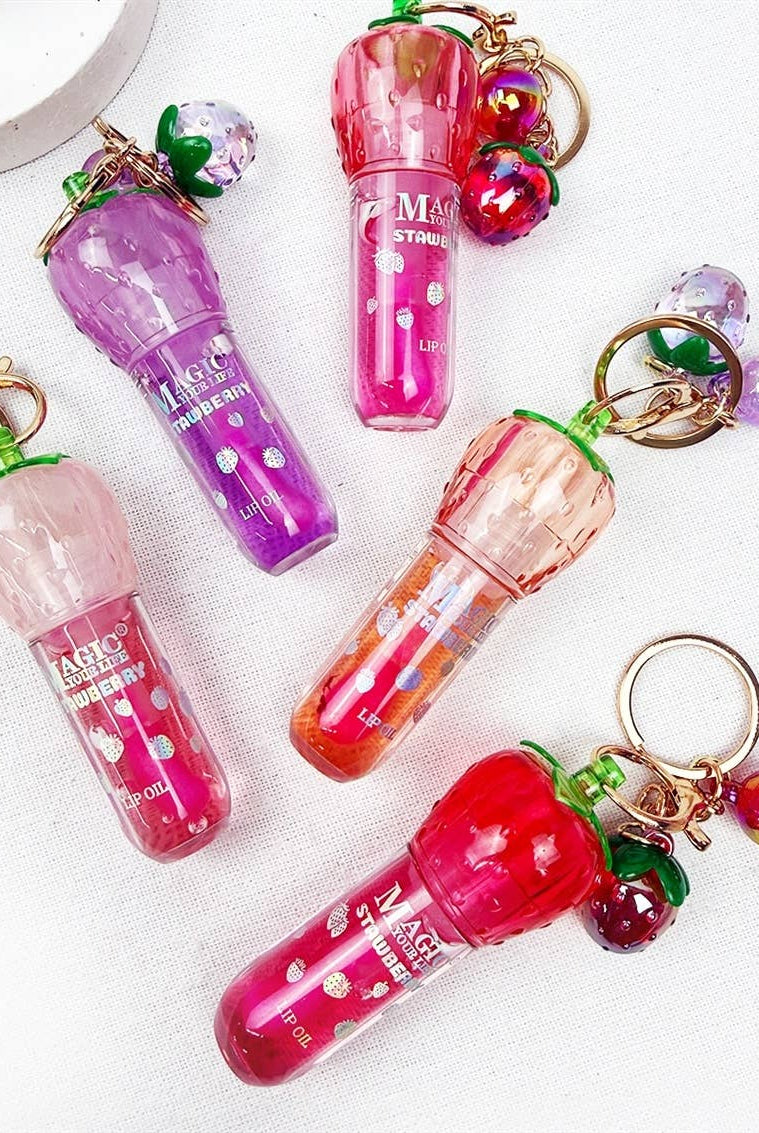 Strawberry Charm Keychain Lip Gloss Set-340 Other Accessories-Love and Repeat-Heathered Boho Boutique, Women's Fashion and Accessories in Palmetto, FL