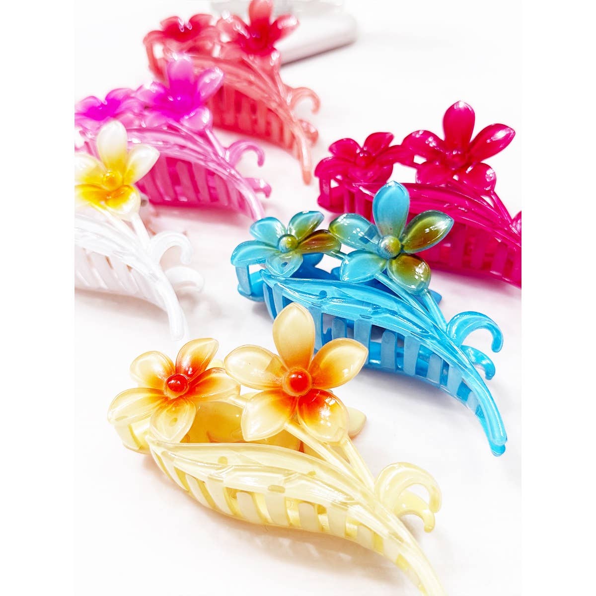 Colorful Plumeria Flowers Hair Claw-340 Other Accessories-Love and Repeat-Heathered Boho Boutique, Women's Fashion and Accessories in Palmetto, FL
