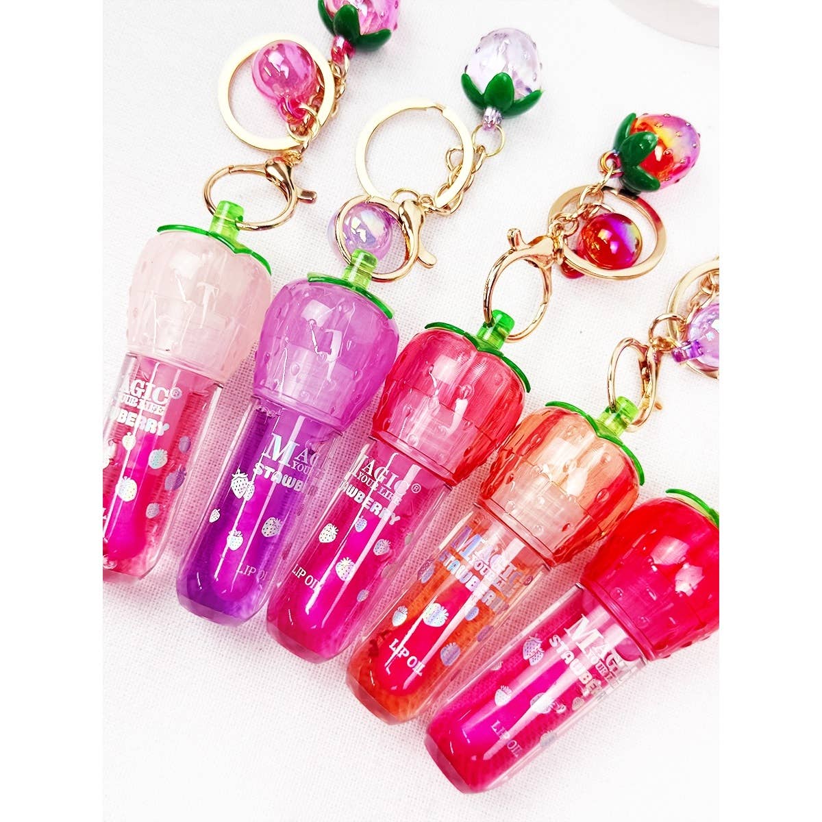 Strawberry Charm Keychain Lip Gloss Set-340 Other Accessories-Love and Repeat-Heathered Boho Boutique, Women's Fashion and Accessories in Palmetto, FL