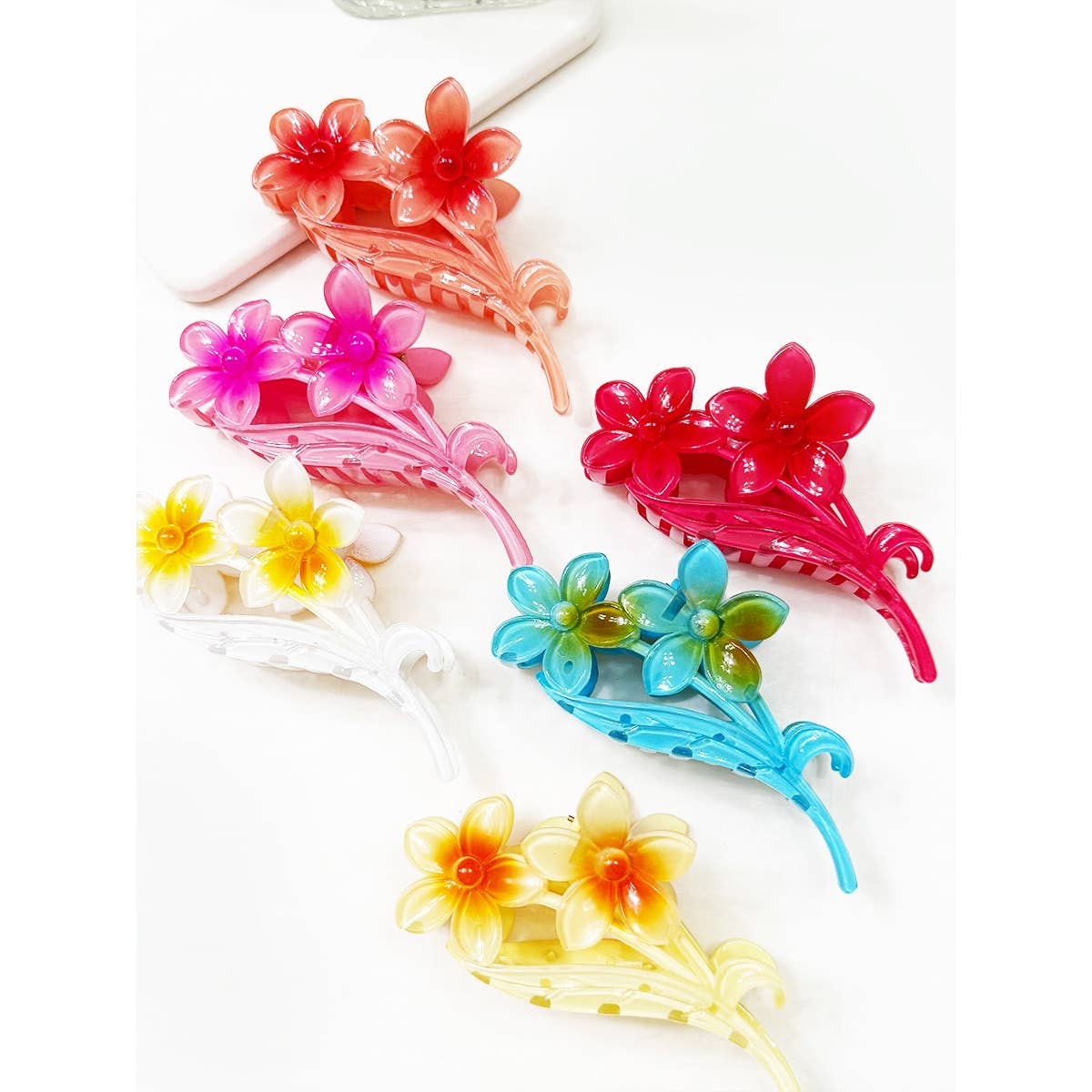 Colorful Plumeria Flowers Hair Claw-340 Other Accessories-Love and Repeat-Heathered Boho Boutique, Women's Fashion and Accessories in Palmetto, FL