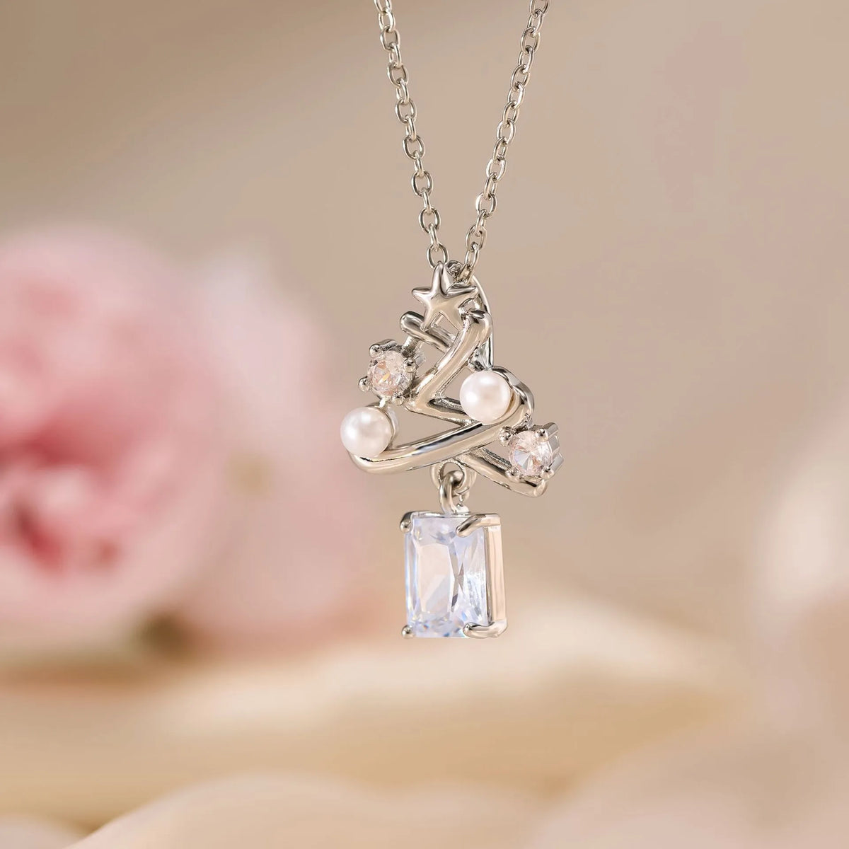 Dainty Crystal Christmas Tree Necklace-310 Jewelry-NIHAO JEWELRY-Heathered Boho Boutique, Women's Fashion and Accessories in Palmetto, FL