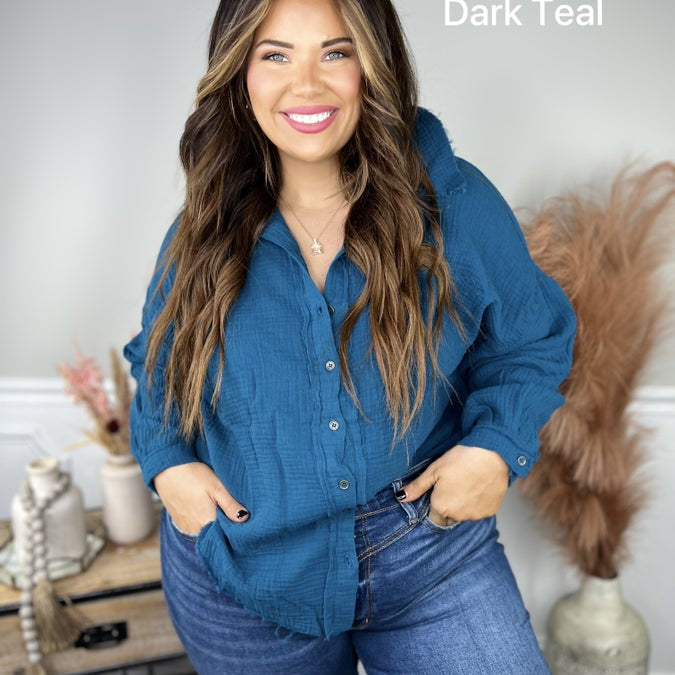 Restock: Styled Looks Button Down-120 Long Sleeve Tops-Zenana-Heathered Boho Boutique, Women's Fashion and Accessories in Palmetto, FL