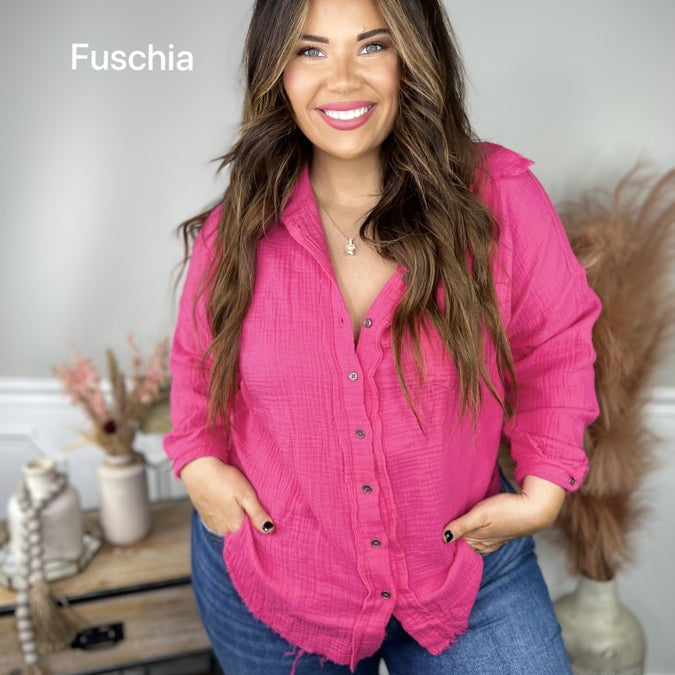 Restock: Styled Looks Button Down-120 Long Sleeve Tops-Zenana-Heathered Boho Boutique, Women's Fashion and Accessories in Palmetto, FL