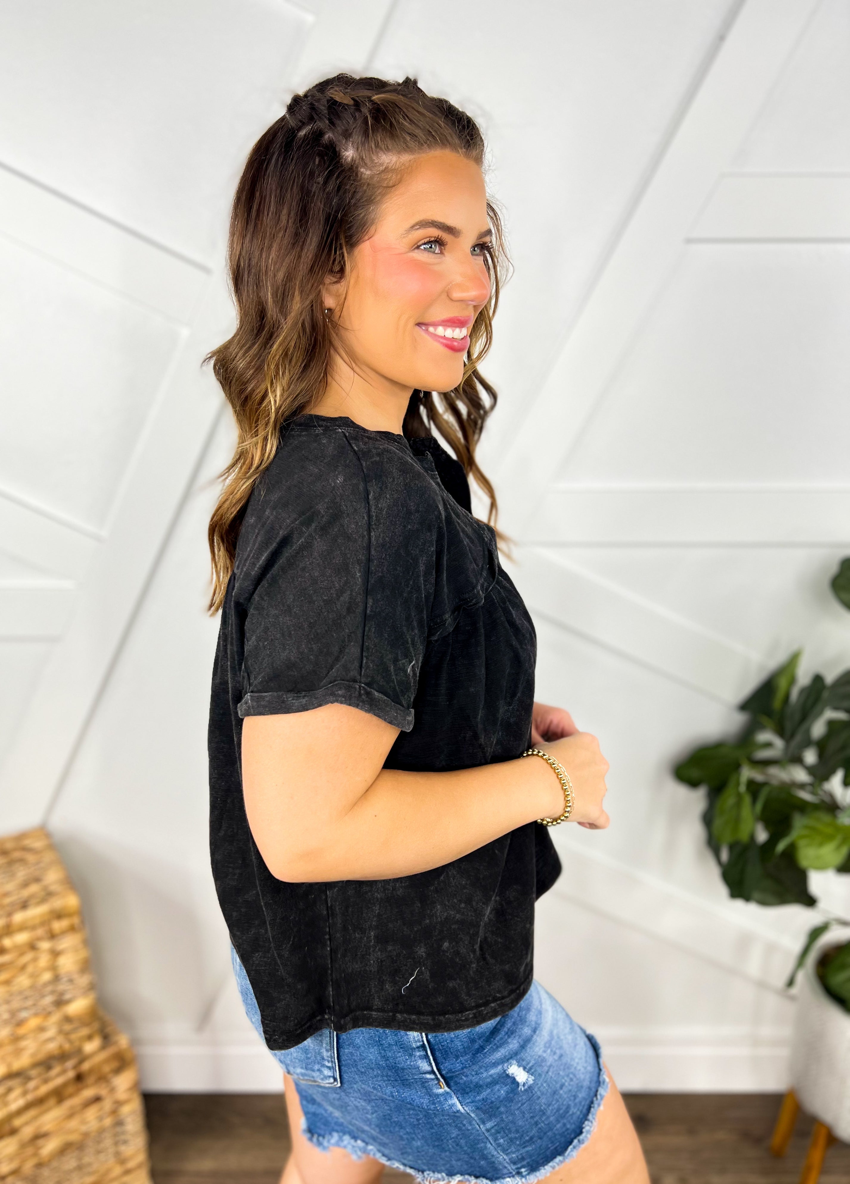 Perfect Day Blouse-110 Short Sleeve Top-Very J-Heathered Boho Boutique, Women's Fashion and Accessories in Palmetto, FL