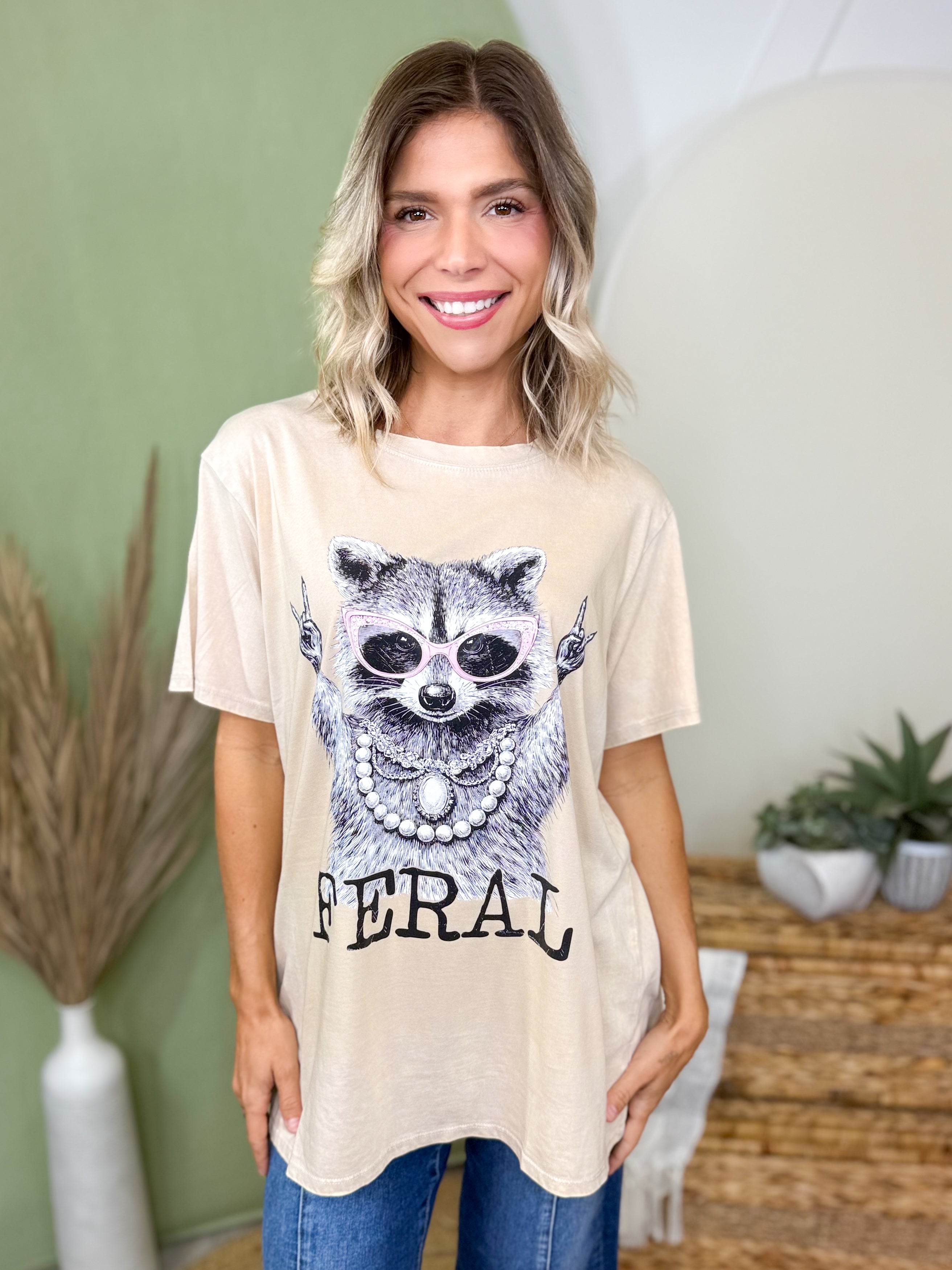 Feral Bandit Graphic Tee-130 Graphic Tees-Heathered Boho-Heathered Boho Boutique, Women's Fashion and Accessories in Palmetto, FL