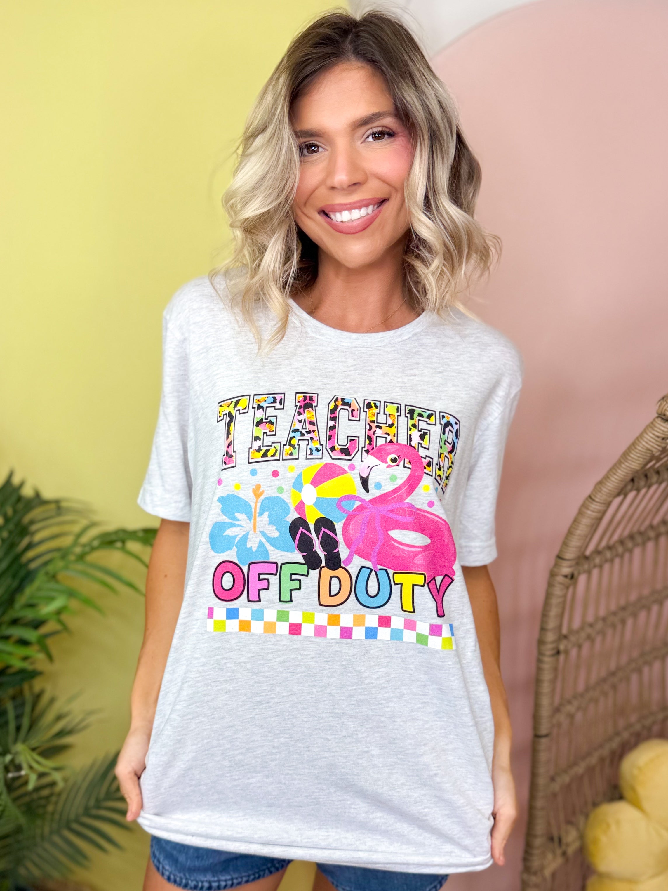 Teacher Off Duty Graphic Tee-130 Graphic Tees-Heathered Boho-Heathered Boho Boutique, Women's Fashion and Accessories in Palmetto, FL