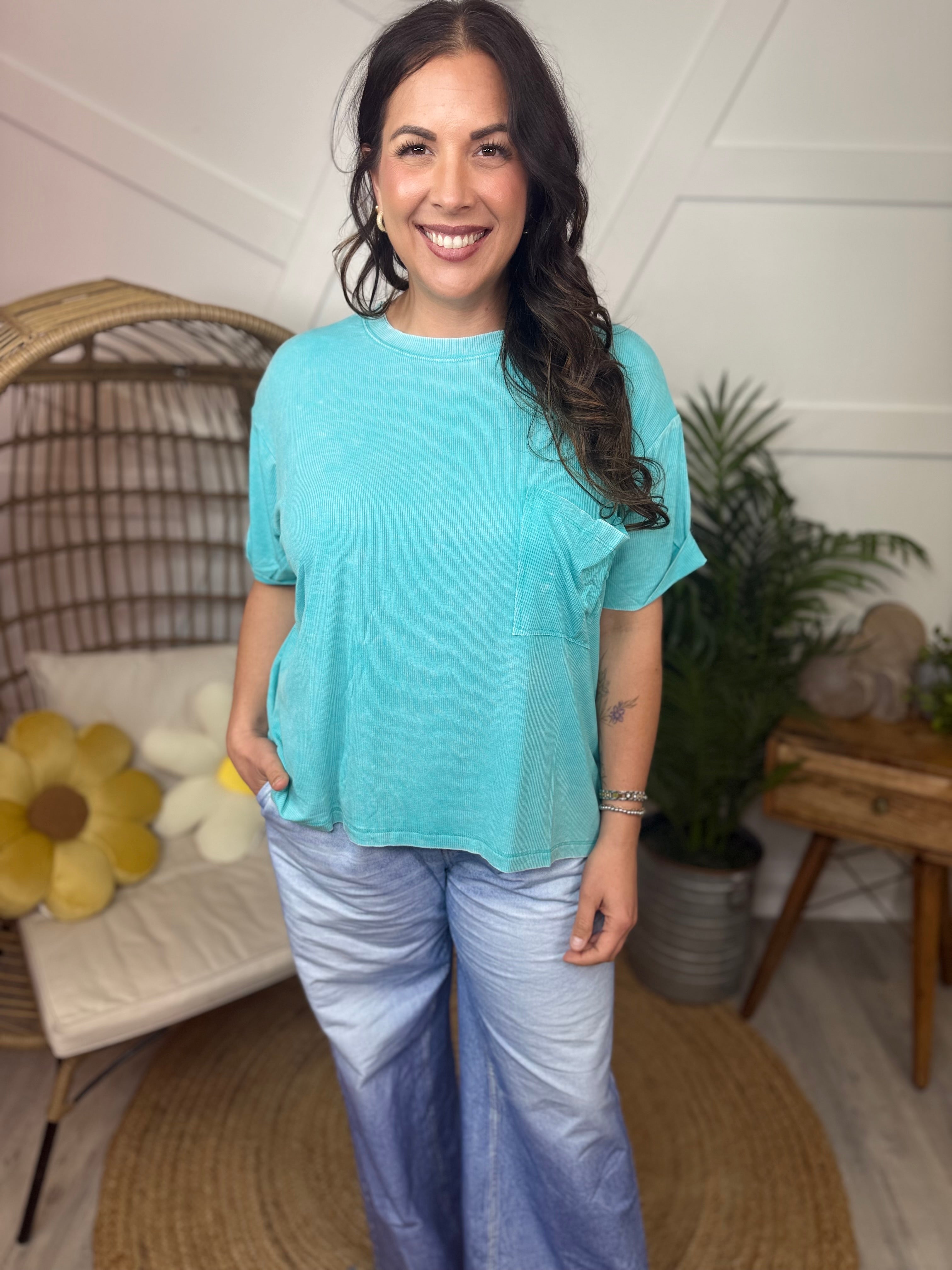 Favorite Day Top-110 SHORT SLEEVE TOP-ZENANA-Heathered Boho Boutique, Women's Fashion and Accessories in Palmetto, FL