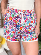 Fiesta Time Floral Everyday Shorts- White-160 shorts-Jess Lea-Heathered Boho Boutique, Women's Fashion and Accessories in Palmetto, FL