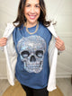 Rhinestone Skull Graphic Tee-130 Graphic Tees-Heathered Boho-Heathered Boho Boutique, Women's Fashion and Accessories in Palmetto, FL