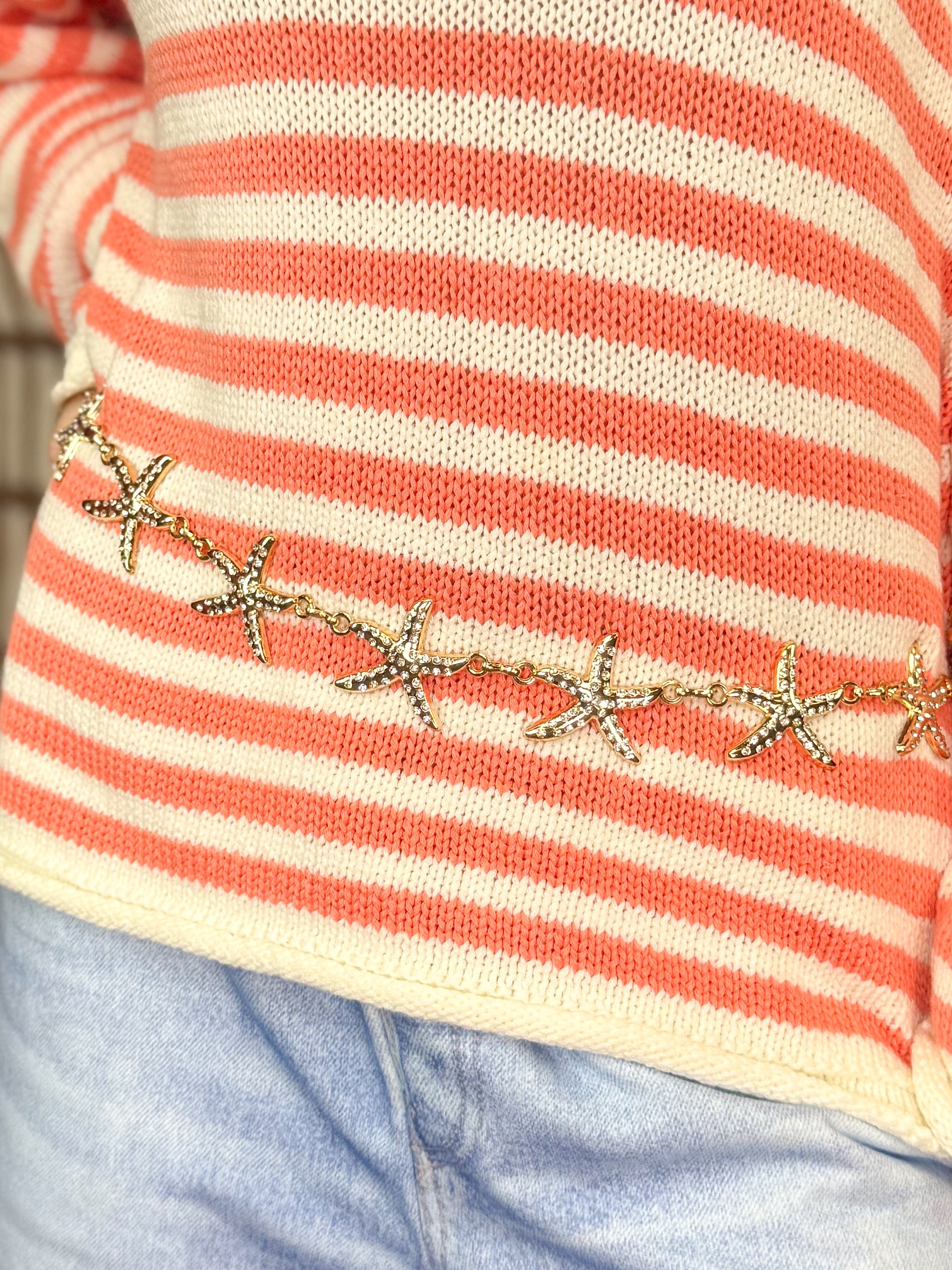 Multi Starfish Link Chain Belt-340 Other Accessories-Fame Accessories-Heathered Boho Boutique, Women's Fashion and Accessories in Palmetto, FL