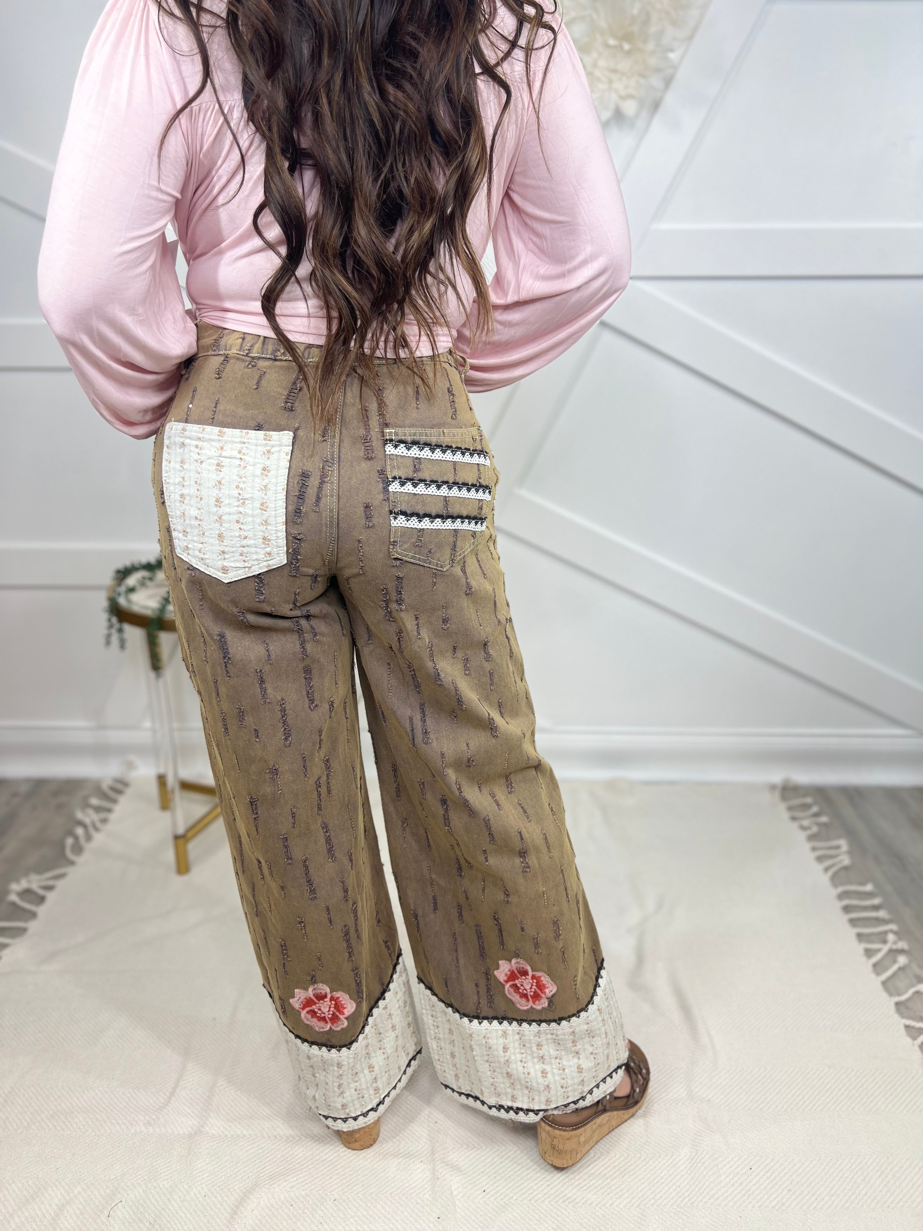 RESTOCK : Blossoming Beginnings Pants-150 PANTS-Pol-Heathered Boho Boutique, Women's Fashion and Accessories in Palmetto, FL