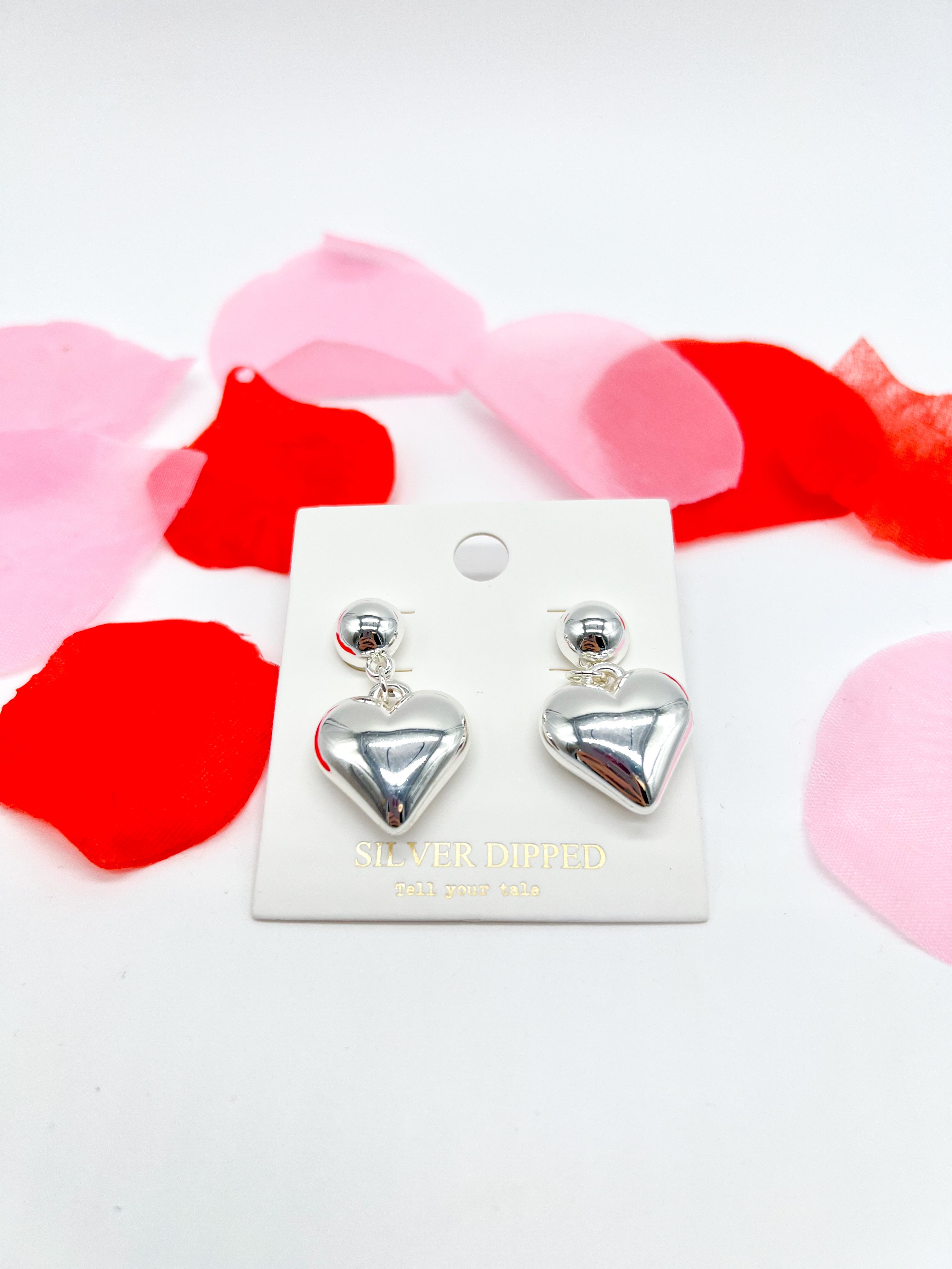 Ball Bubble Heart Earrings-310 Jewelry-Leemode-Heathered Boho Boutique, Women's Fashion and Accessories in Palmetto, FL