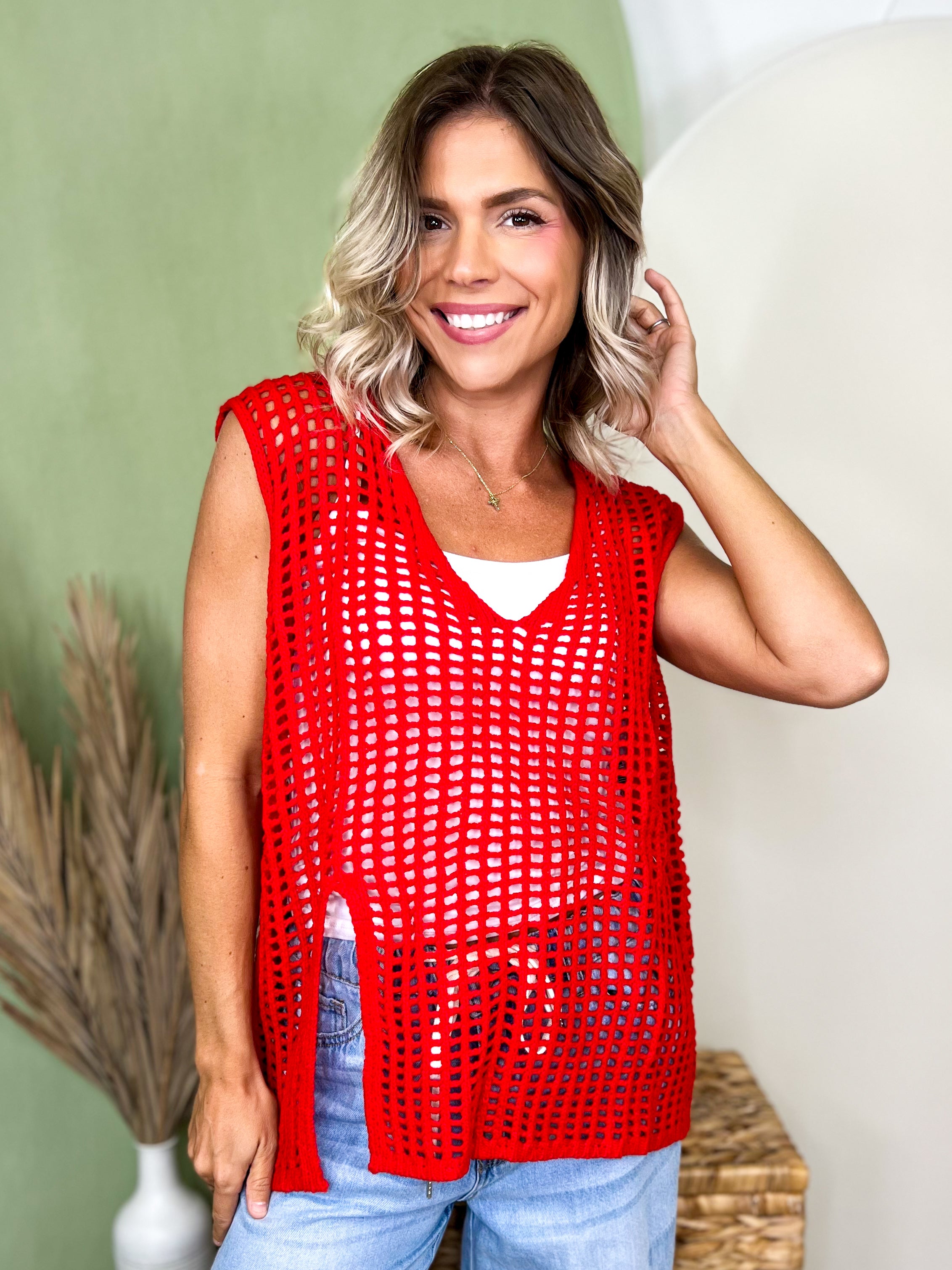 The Coastal Breeze Crochet Vest-100 TANK/CROP TOPS-DAVI & DANI-Heathered Boho Boutique, Women's Fashion and Accessories in Palmetto, FL