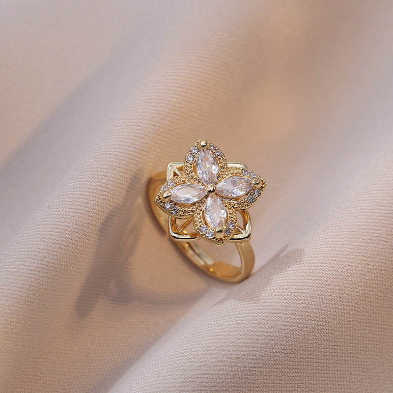 Classy Flower Charm Anxiety Ring-310 Jewelry-NIHAO JEWELRY-Heathered Boho Boutique, Women's Fashion and Accessories in Palmetto, FL