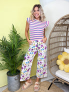 Restock: Flower Market Cropped Pants-150 PANTS-EASEL-Heathered Boho Boutique, Women's Fashion and Accessories in Palmetto, FL