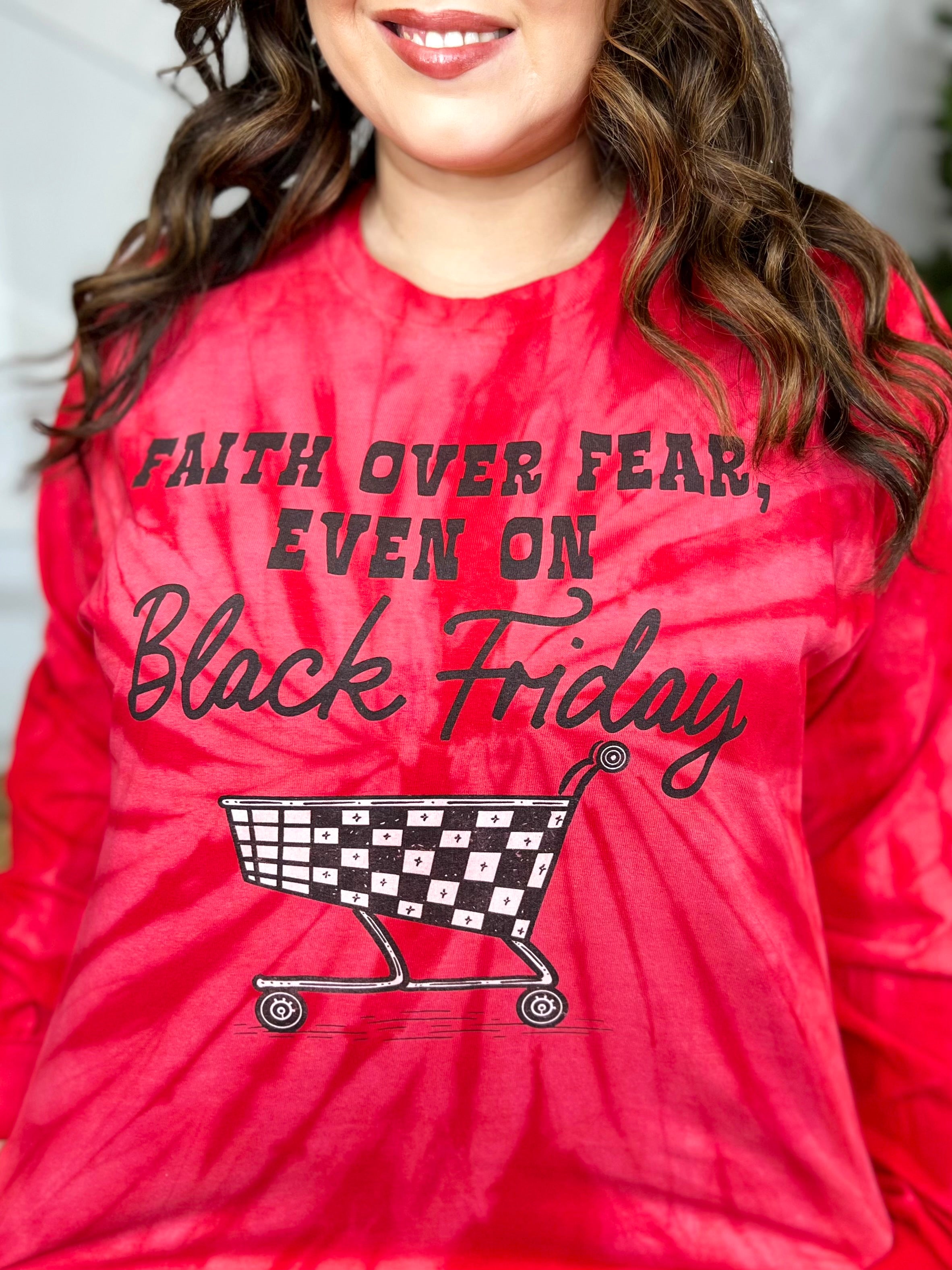 Faith Over Fear Black Friday Graphic Tee-120 Long Sleeve Tops-Heathered Boho-Heathered Boho Boutique, Women's Fashion and Accessories in Palmetto, FL