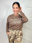 Enough Social Interaction Graphic Long Sleeve-130 Graphic Tees-Heathered Boho-Heathered Boho Boutique, Women's Fashion and Accessories in Palmetto, FL