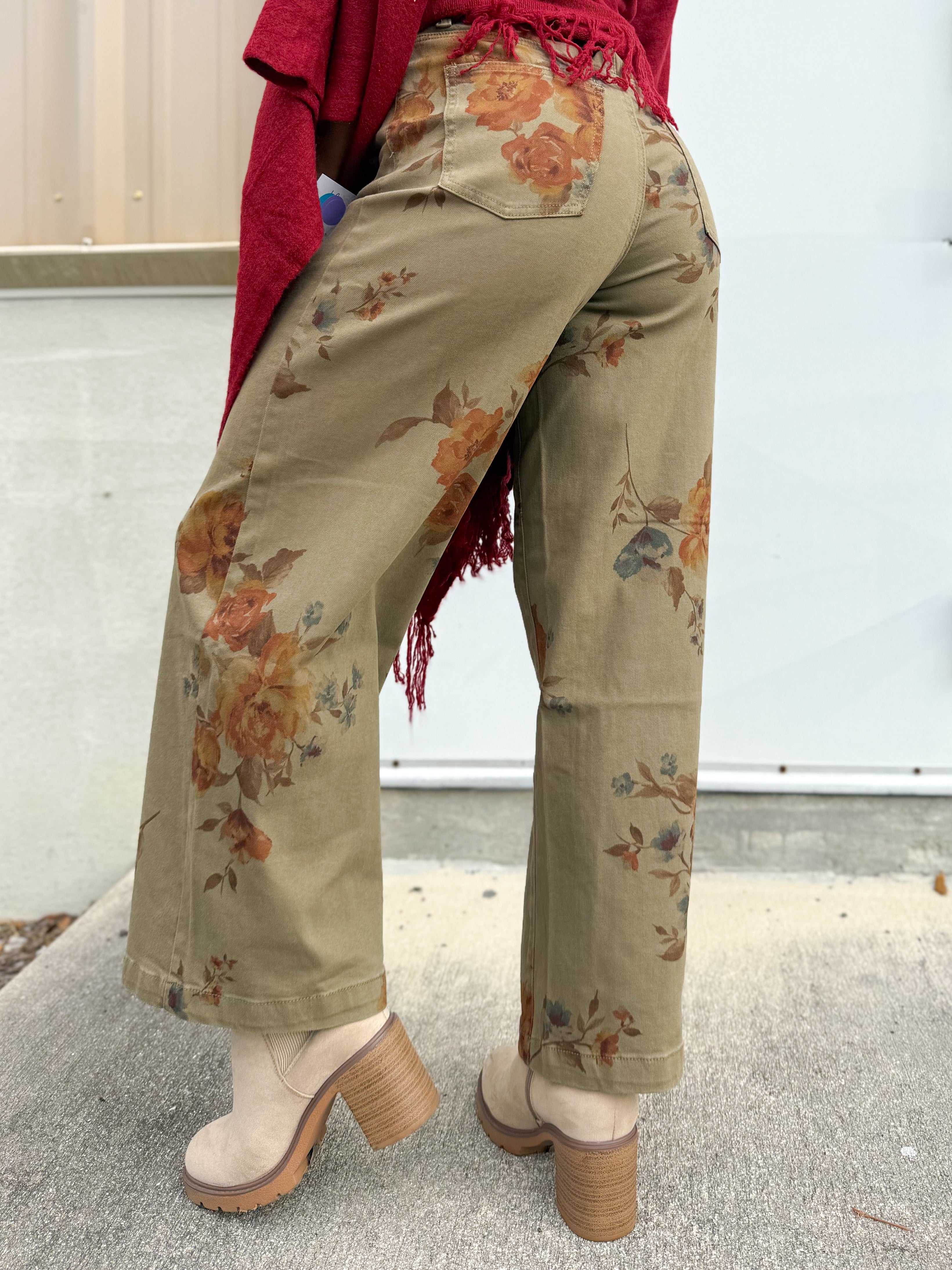 Fresh Cut Flower Pants-150 PANTS-EASEL-Heathered Boho Boutique, Women's Fashion and Accessories in Palmetto, FL