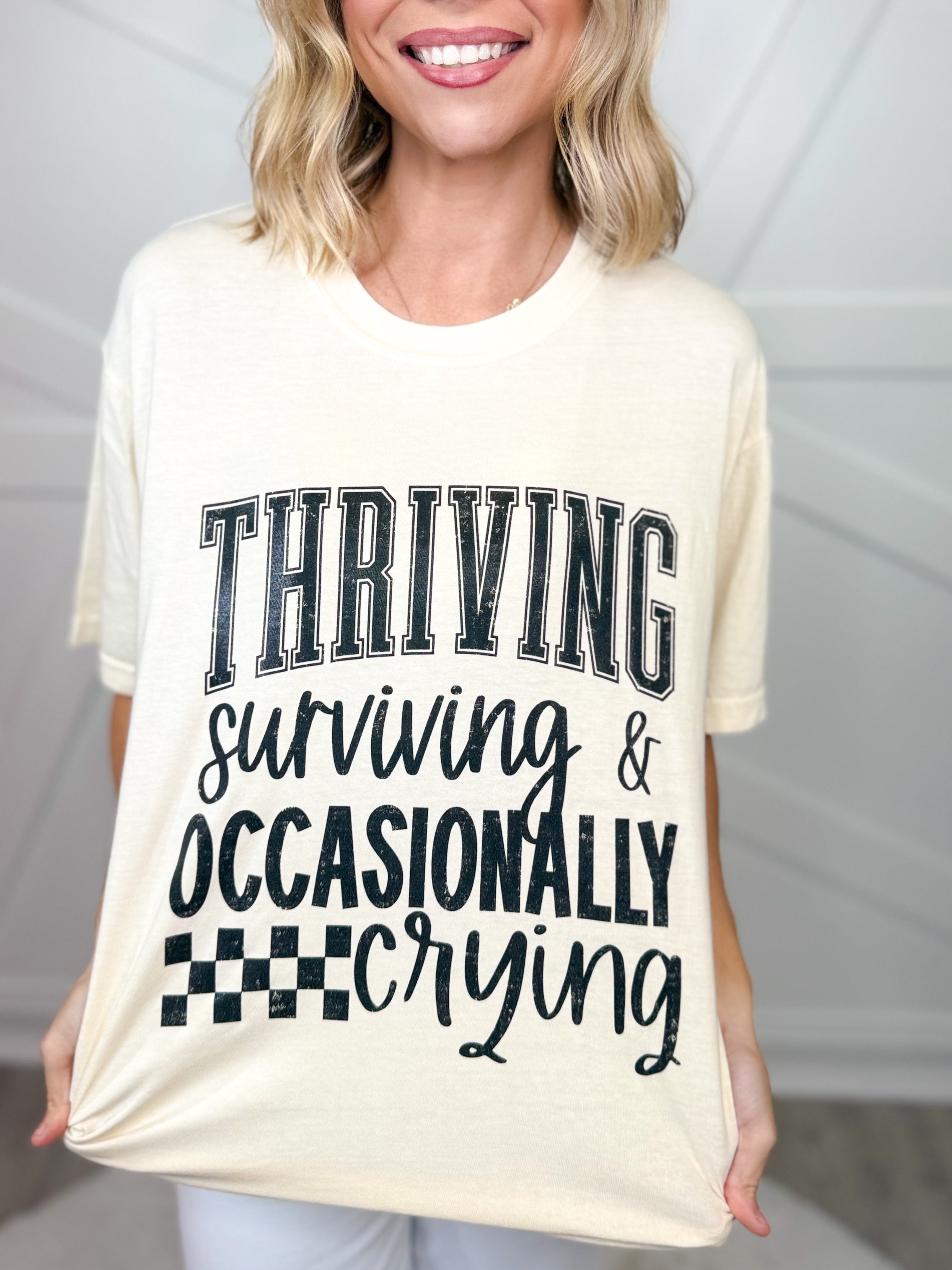 Thriving & Surviving Graphic Tee-130 Graphic Tees-Heathered Boho-Heathered Boho Boutique, Women's Fashion and Accessories in Palmetto, FL