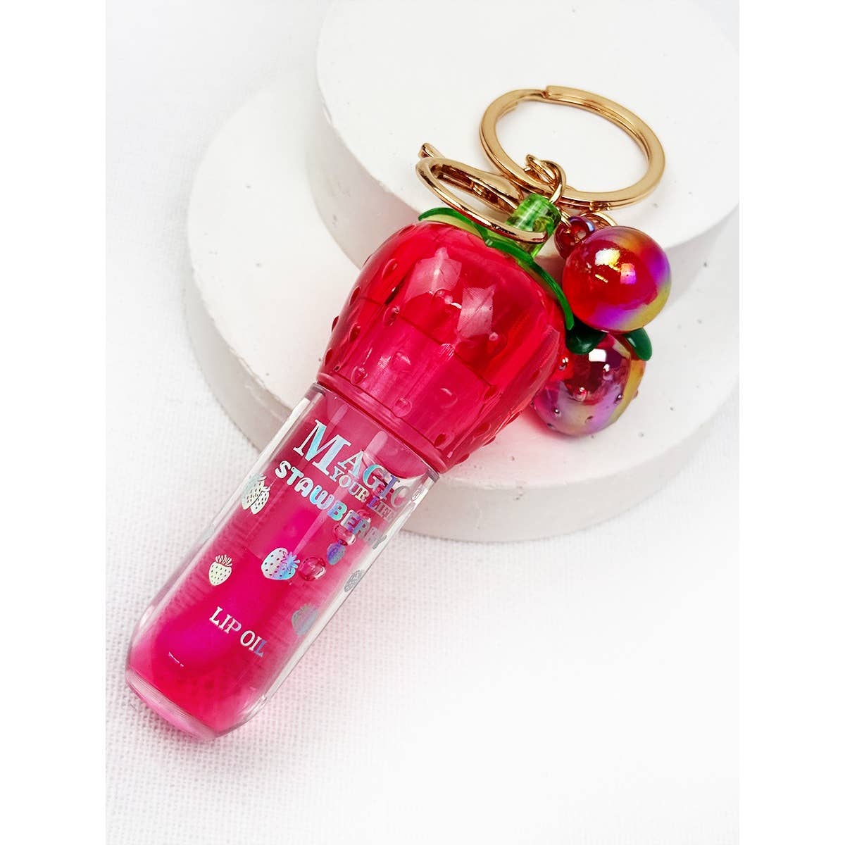 Strawberry Charm Keychain Lip Gloss Set-340 Other Accessories-Love and Repeat-Heathered Boho Boutique, Women's Fashion and Accessories in Palmetto, FL