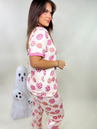 Pink Pumpkin Halloween PJ Set-240 Activewear/Sets-Shirley & Stone-Heathered Boho Boutique, Women's Fashion and Accessories in Palmetto, FL