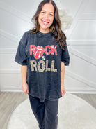 Rock and Roll Graphic Tee-130 Graphic Tees-Cris Cris-Heathered Boho Boutique, Women's Fashion and Accessories in Palmetto, FL