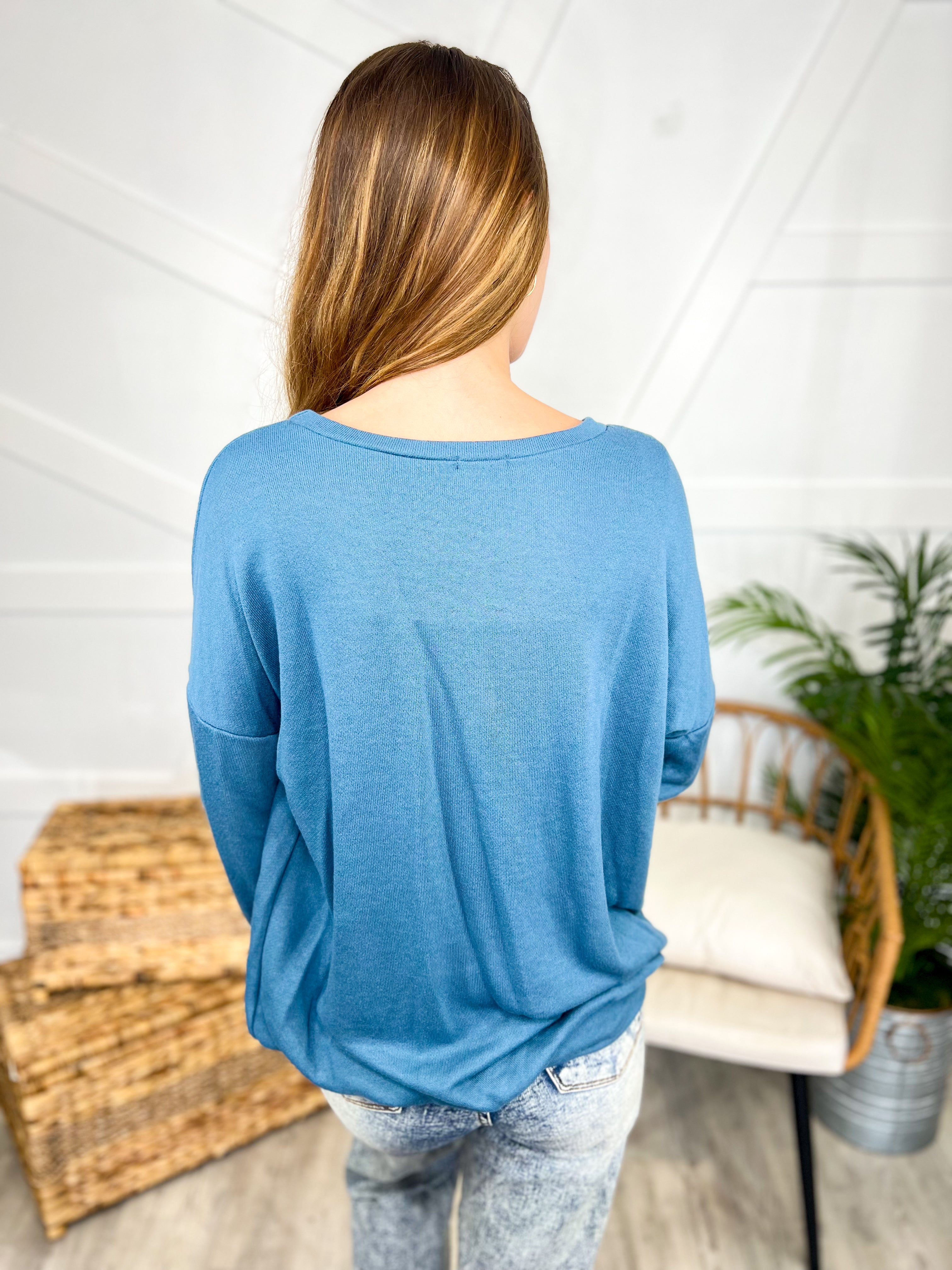 Dakota Long Sleeve Top-120 Long Sleeve Tops-Lovely Melody-Heathered Boho Boutique, Women's Fashion and Accessories in Palmetto, FL