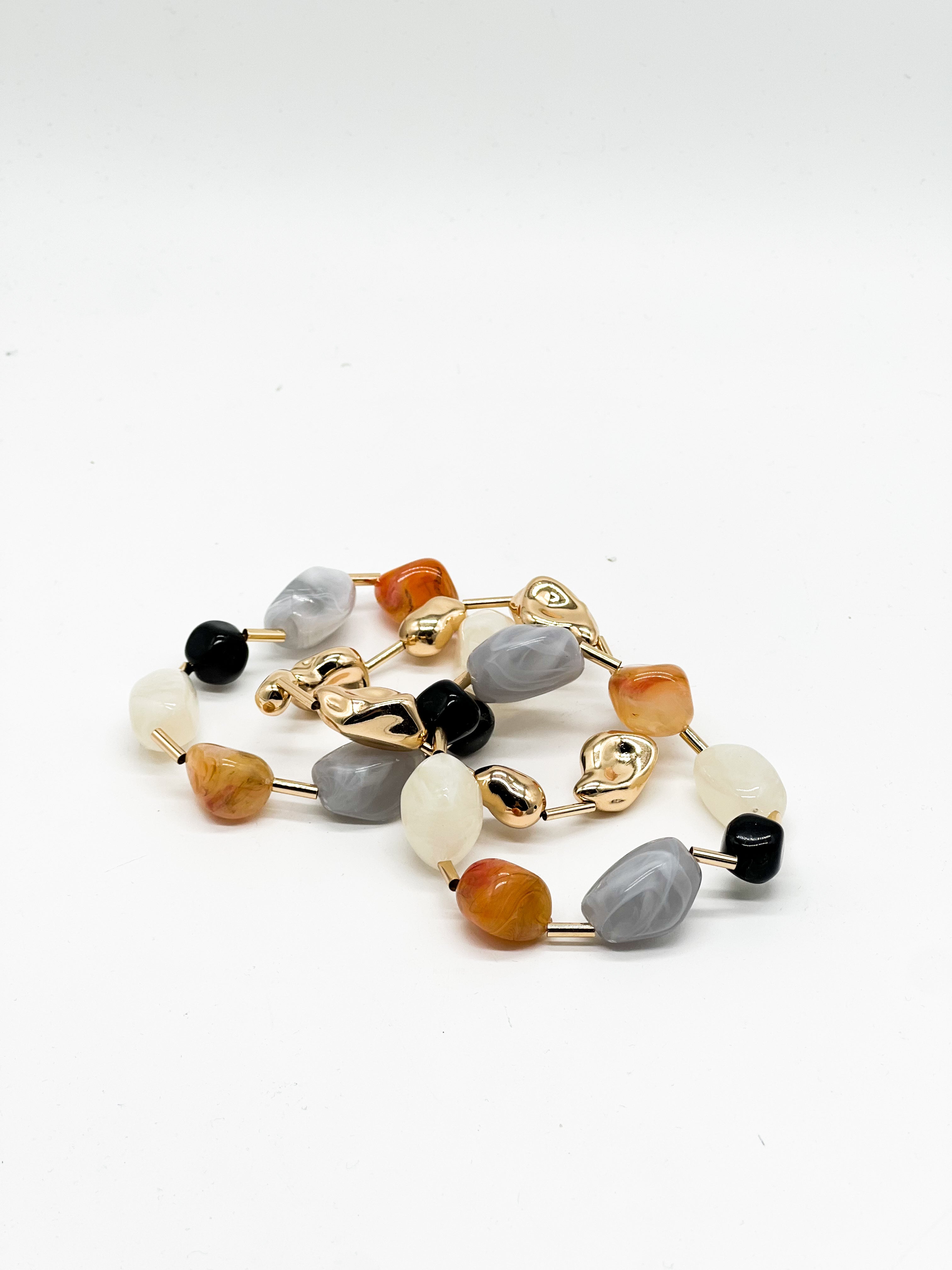 Irregular Metallic And Acrylic Beaded Bracelet Set-310 Jewelry-Fame Accessories-Heathered Boho Boutique, Women's Fashion and Accessories in Palmetto, FL