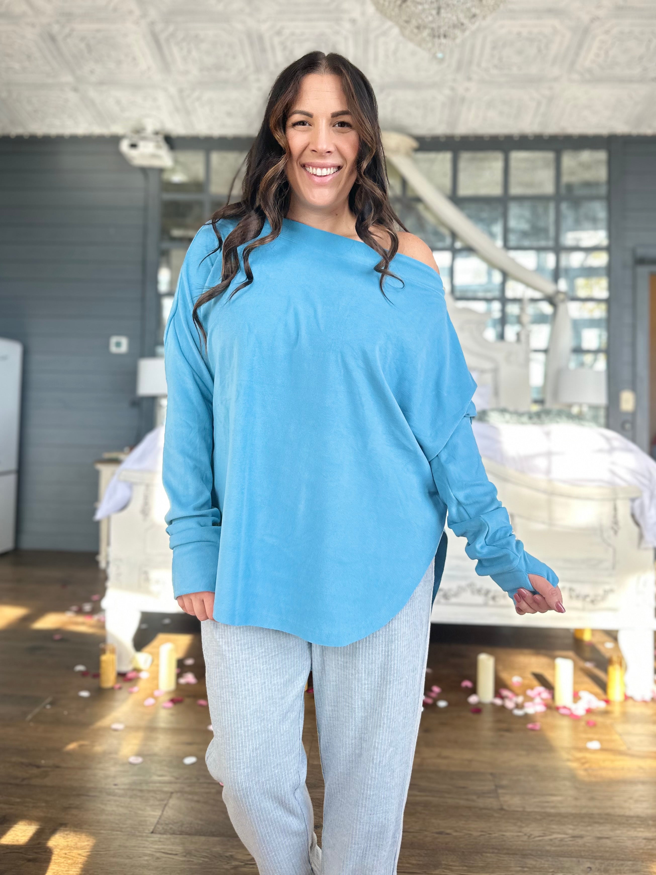 Zoey Athleisure Top-120 Long Sleeve Tops-Blakeley-Heathered Boho Boutique, Women's Fashion and Accessories in Palmetto, FL