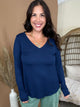 The Better Than Basic V-Neck Top-120 LONG SLEEVE TOPS-ZENANA-Heathered Boho Boutique, Women's Fashion and Accessories in Palmetto, FL
