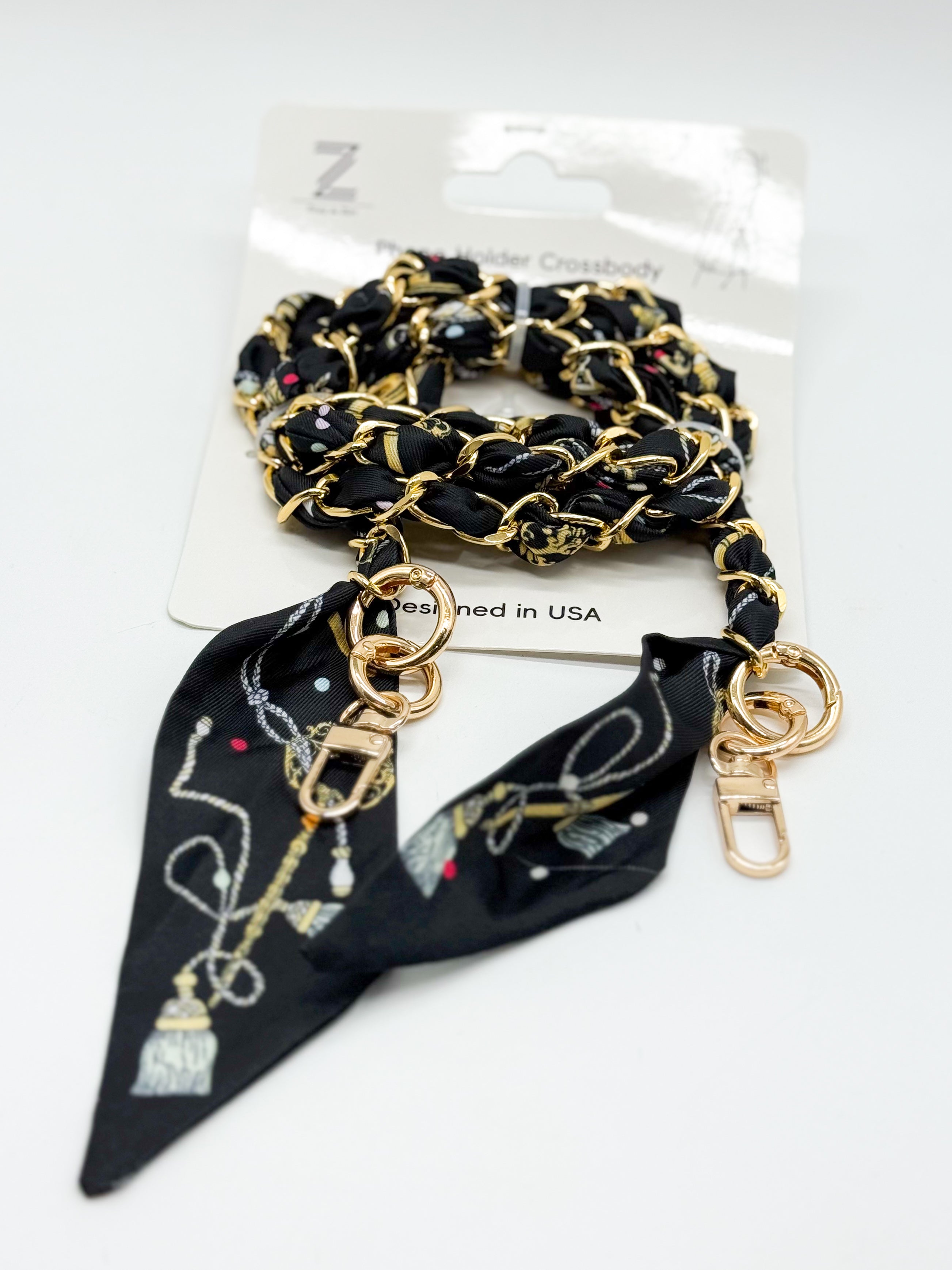 Silk Scarf Phone Holder Crossbody-340 Other Accessories-Queens Designs-Heathered Boho Boutique, Women's Fashion and Accessories in Palmetto, FL