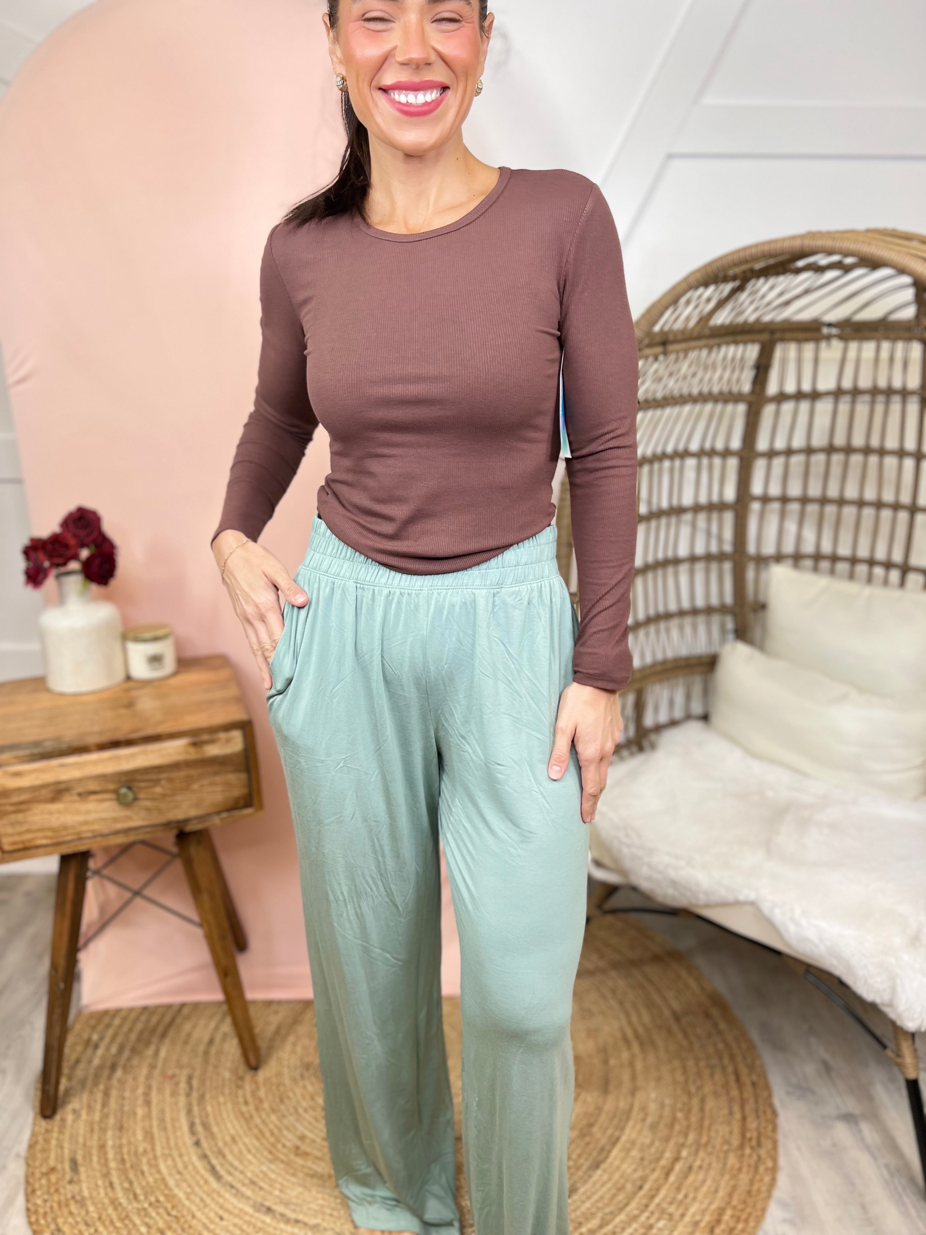 Restock: Game Changer Wide Leg Pants-150 PANTS-RAE MODE-Heathered Boho Boutique, Women's Fashion and Accessories in Palmetto, FL