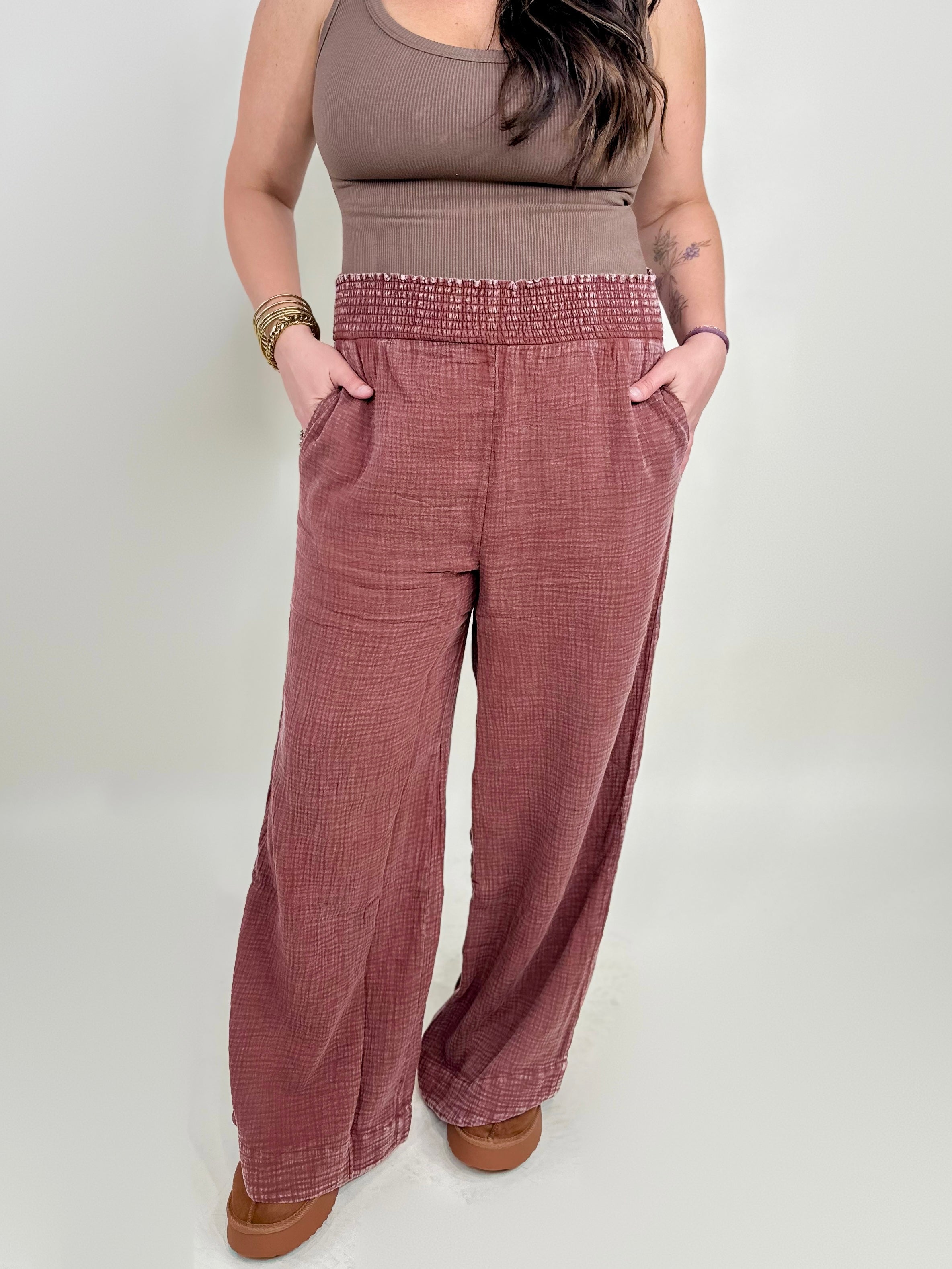 Simplicity Wide Leg Pants-400 Takeover/Pre-Order-Easel-Heathered Boho Boutique, Women's Fashion and Accessories in Palmetto, FL