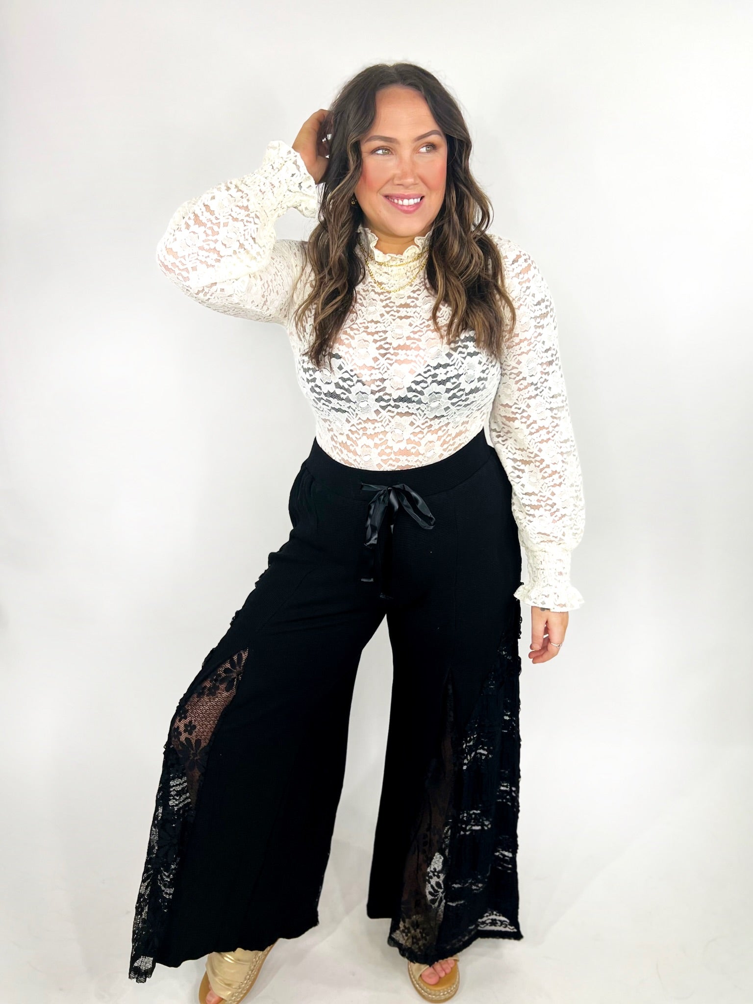 RESTOCK : Here for the Dramatics Wide Leg Pants-150 PANTS-POL-Heathered Boho Boutique, Women's Fashion and Accessories in Palmetto, FL