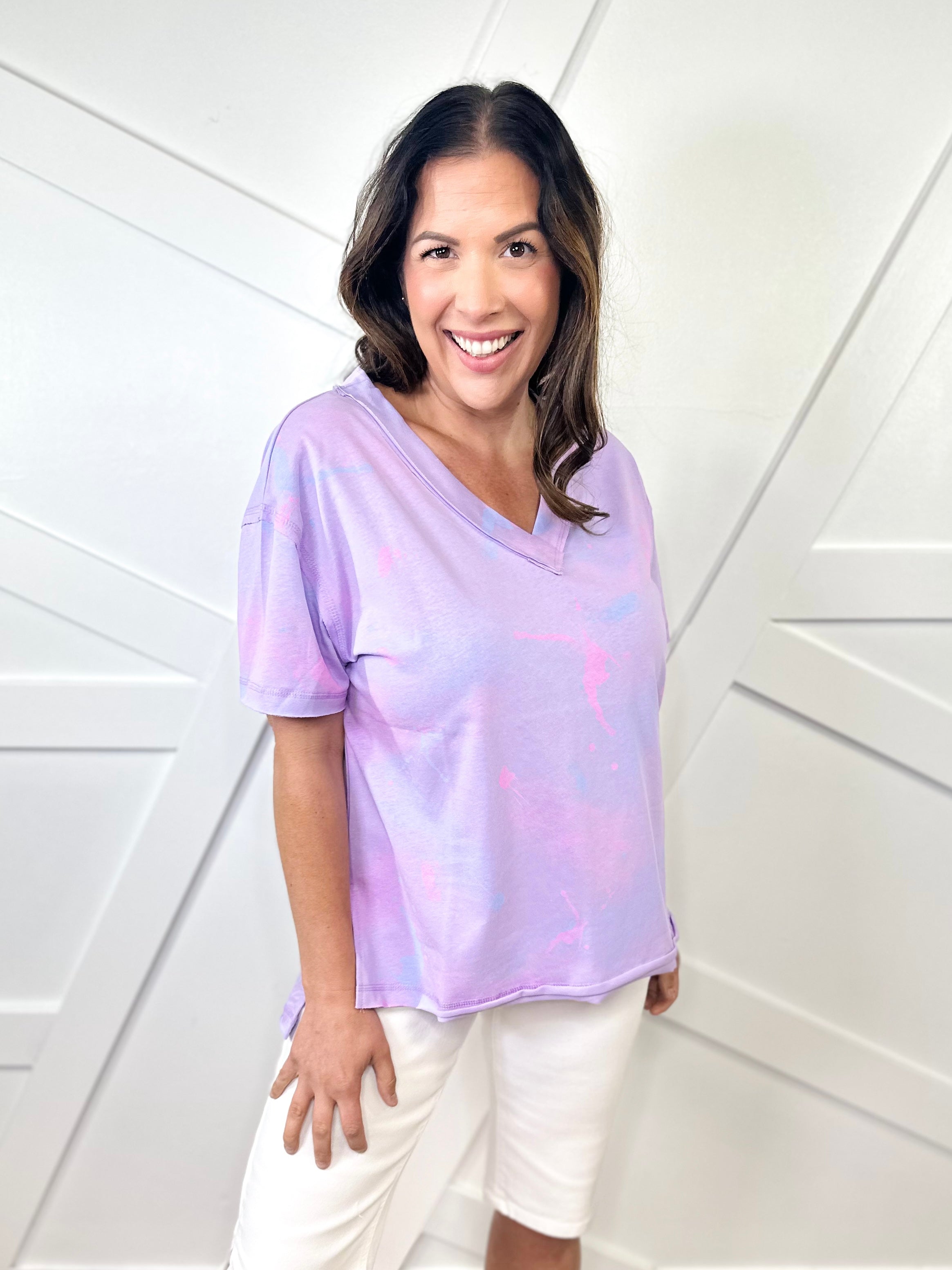 Restock: Fresh Paint Top-110 SHORT SLEEVE TOP-White Birch-Heathered Boho Boutique, Women's Fashion and Accessories in Palmetto, FL