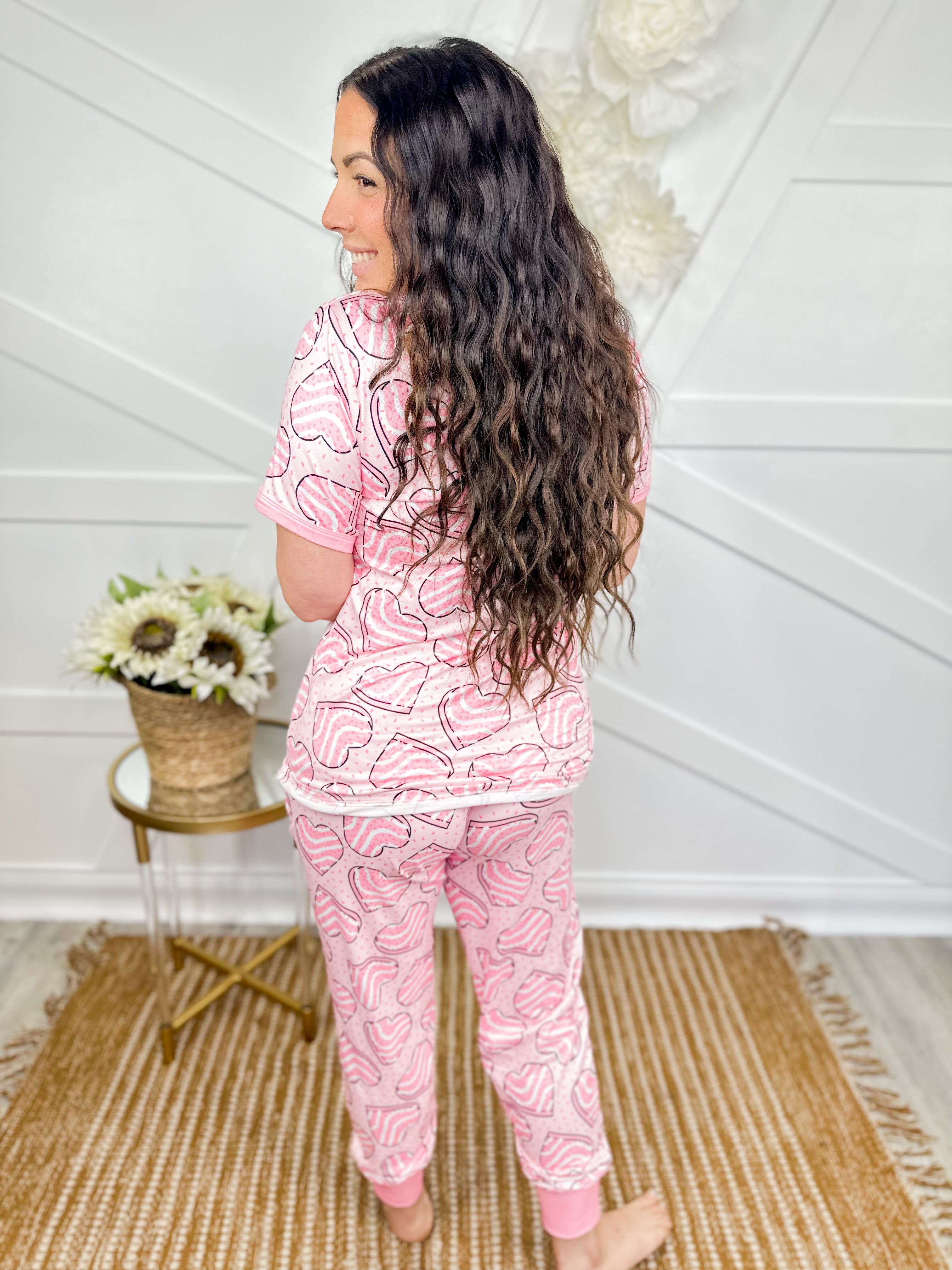 Heart Cake PJ Set-240 Activewear/Sets-Shirley & Stone-Heathered Boho Boutique, Women's Fashion and Accessories in Palmetto, FL