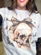 Pretty Skull & Bats Graphic Tee-130 Graphic Tees-Heathered Boho-Heathered Boho Boutique, Women's Fashion and Accessories in Palmetto, FL