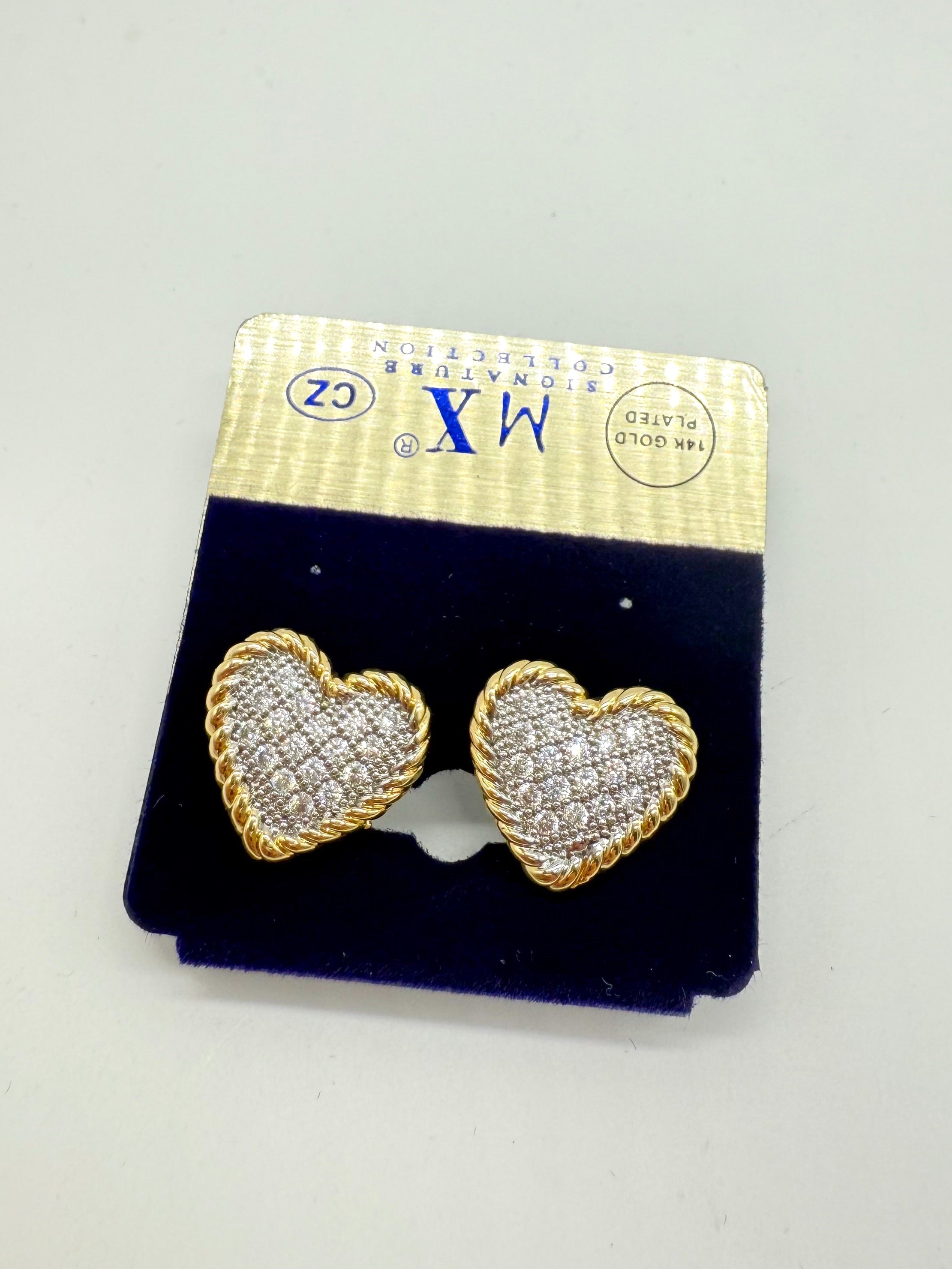 Two-Tone Pave Heart Earring-310 Jewelry-Millenx Accessories, LLC.-Heathered Boho Boutique, Women's Fashion and Accessories in Palmetto, FL