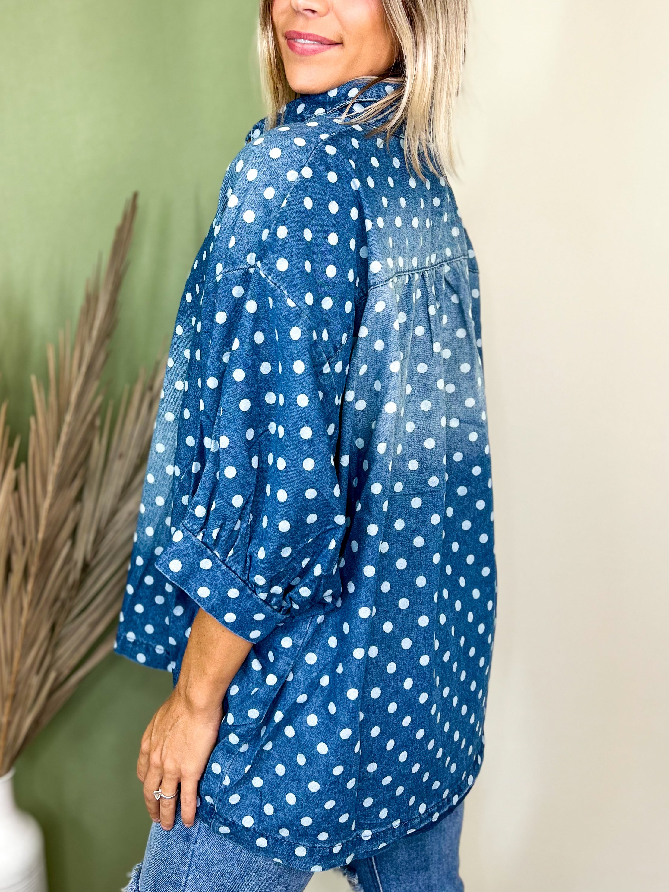 Classic Charm Polka Dot Top-110 SHORT SLEEVE TOP-HEIMISH-Heathered Boho Boutique, Women's Fashion and Accessories in Palmetto, FL