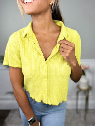 Crinkle Button Down Top