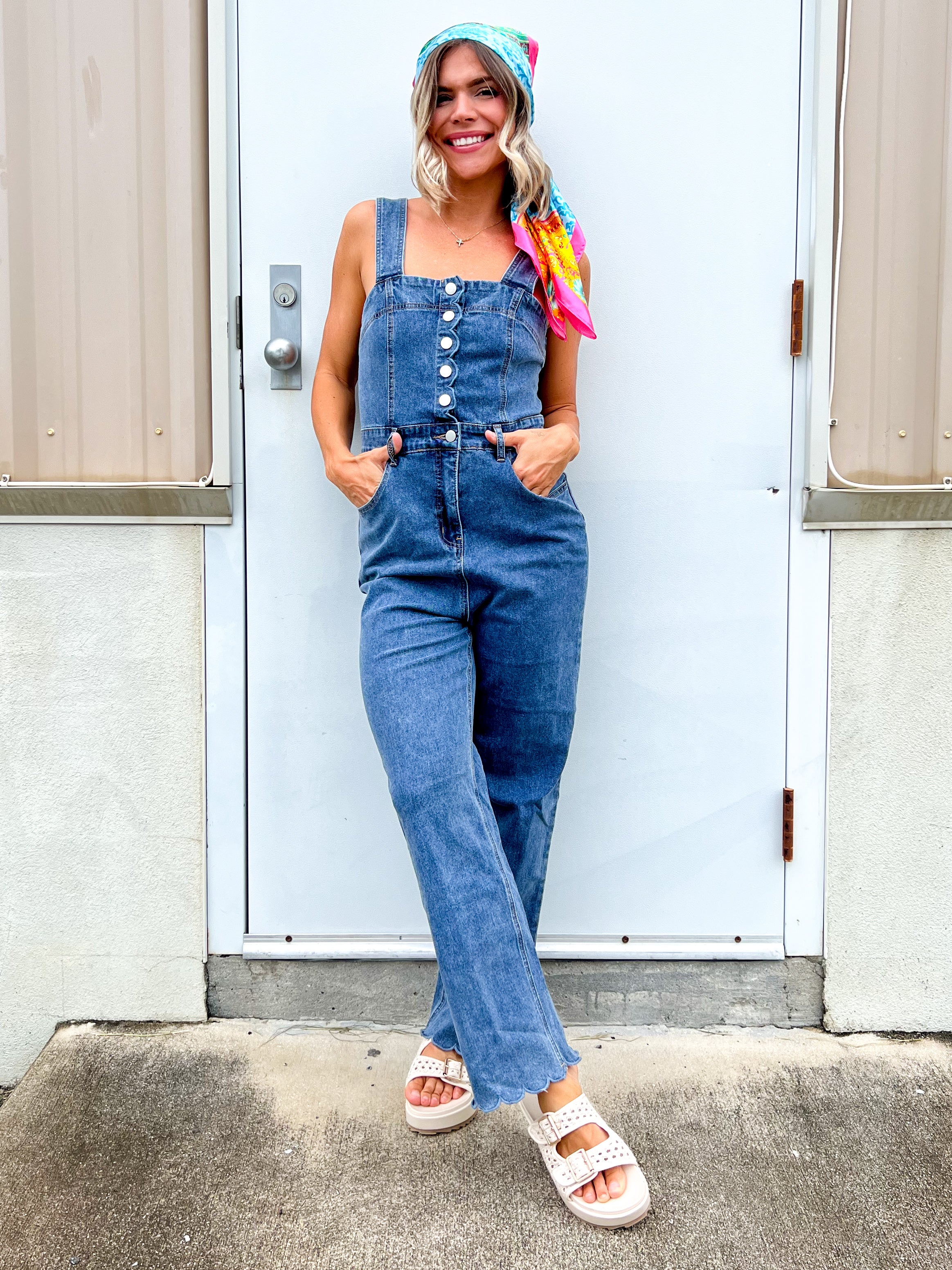 City Stroll Denim Jumpsuit-230 DRESSES/JUMPSUITS/ROMPERS-POLAGRAM-Heathered Boho Boutique, Women's Fashion and Accessories in Palmetto, FL